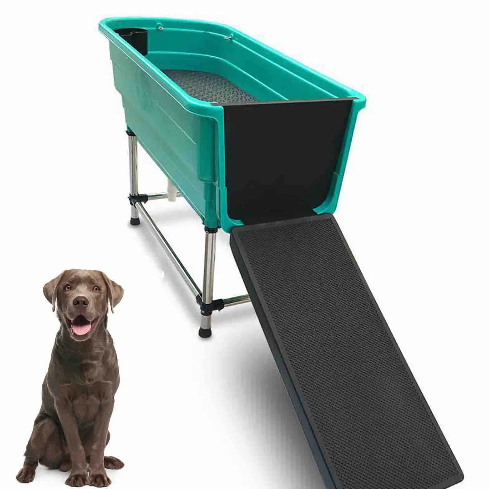 Vasca da Bagno in plastica per Cani di Piccola e Media Taglia Vasca da Bagno per Animali Domestici con Scala Mobile per Animali di Piccola e Media Taglia