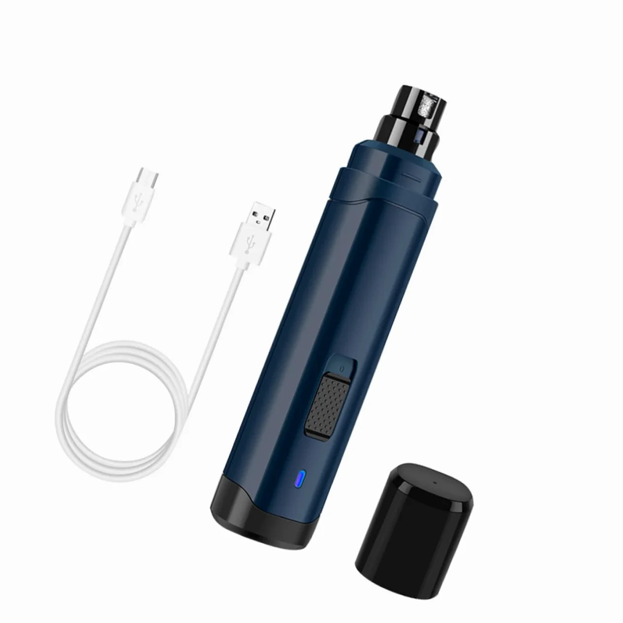 BESPORTBLE Lima Unghie Elettrica per Cani e Gatti USB Rotazione | Abs Blu Navy, Controllo Pratico e Presa Semplice, Formato Piccolo e Grazioso