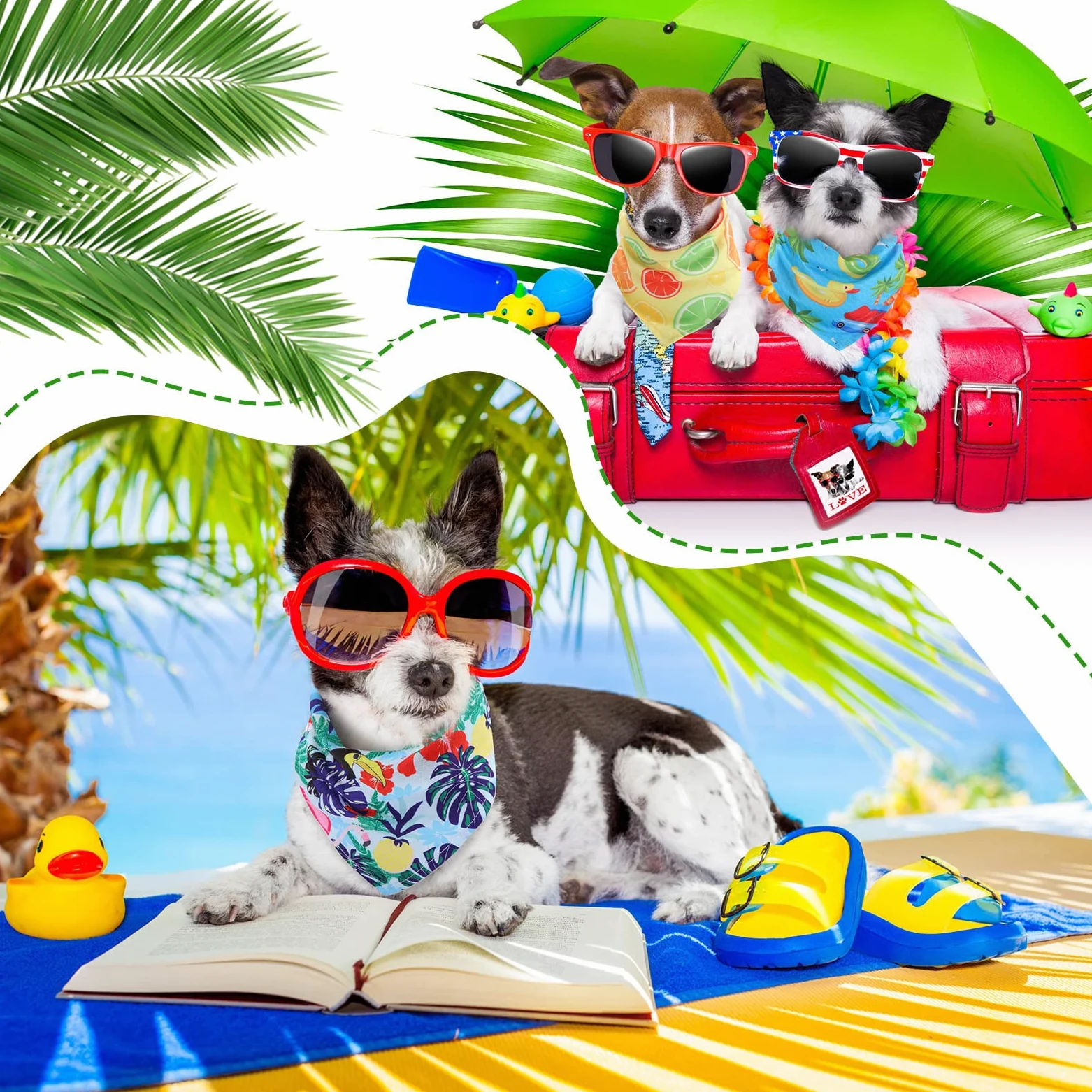 Chunful 50 bandane per cani per l'estate all'ingrosso bandane hawaiane bavaglino triangolo sciarpa per cani con motivo foglie di frutta fenicottero per l'estate accessori per animali domestici
