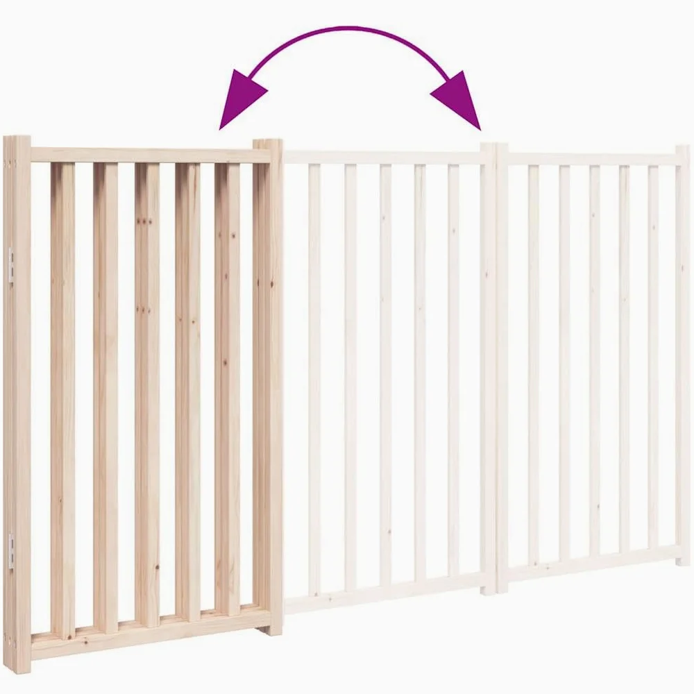 vidaXL Cancelletto per cani pieghevole a 3 pannelli 150 cm in legno massello di abete