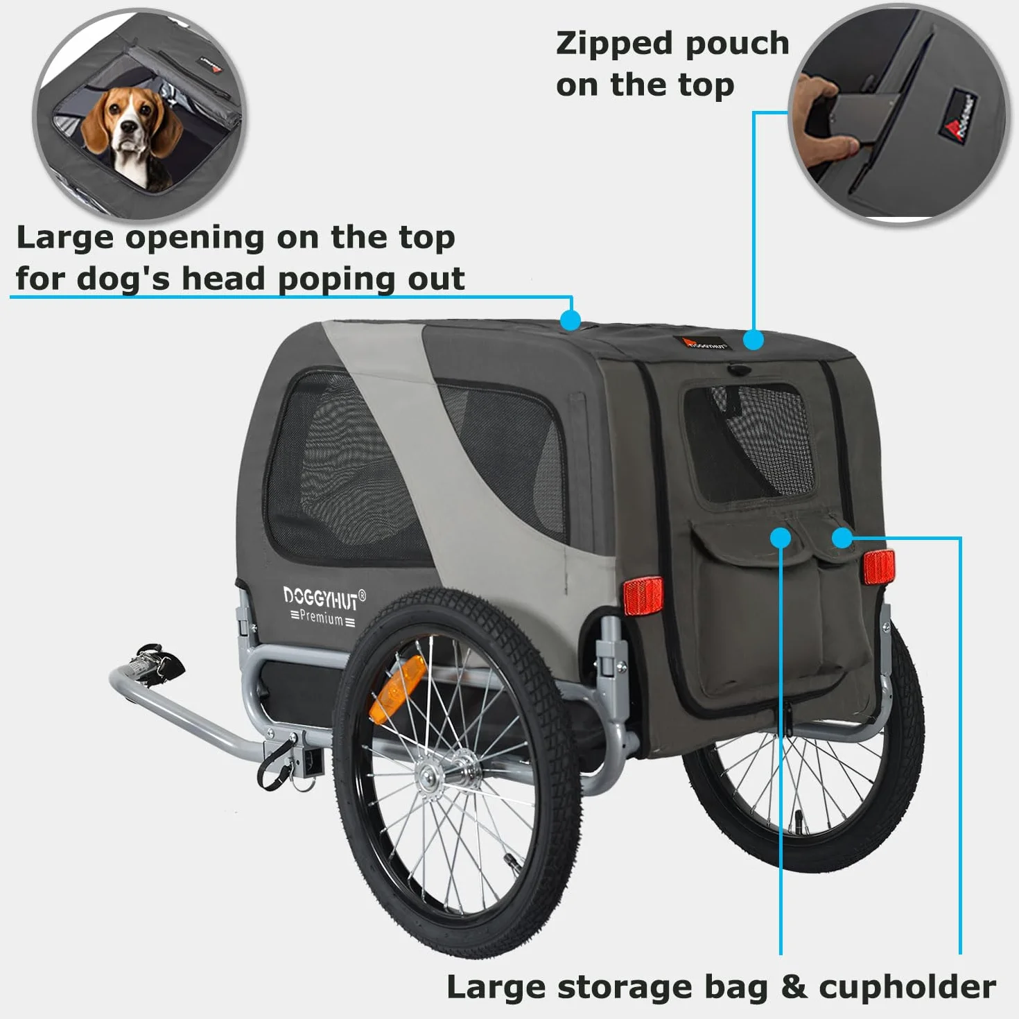 DOGGYHUT® - Rimorchio pieghevole per cani fino a 23 kg