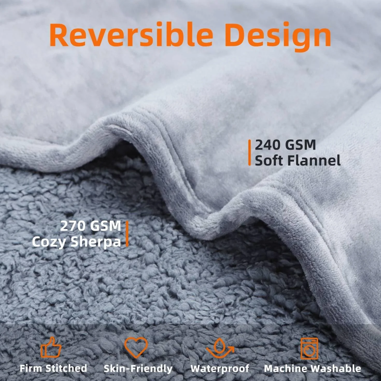 Nobleza Coperta Impermeabile per Cani, XXL 203 x 152cm Coperta Morbida e Soffice per Cane, Lavatrice, Reversibile Protettore per Divano, Grigio