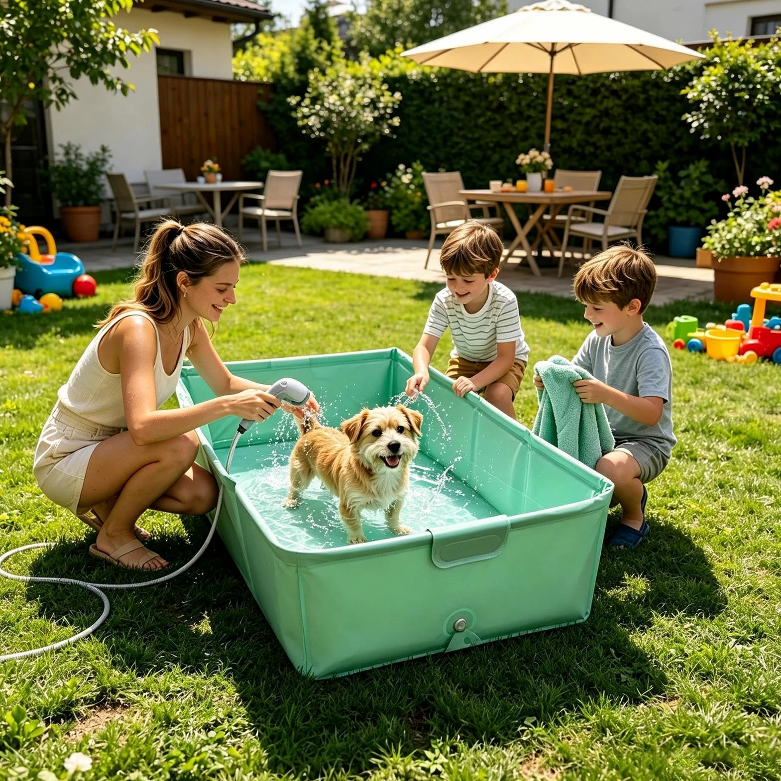 Piscina Pieghevole Cani Vasca Gatti Pieghevole e Antiscivolo | 80 x 40 x 20 cm Vasche per Cani per il Bagnetto Adatta A Gatti Spazio Giochi Esterno Giardino Cortile Casa