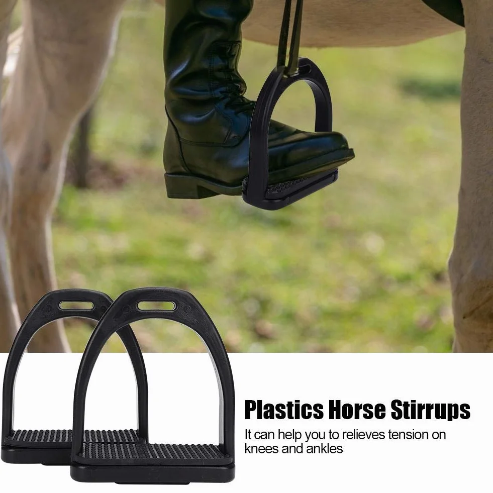 Nikou Staffe per Cavalli in plastica Accessori per Strumenti per staffe, 2 Pezzi Staffe in plastica ad Alta Resistenza con Accessori per Cuscinetti in Gomma Antiscivolo Neri, Grandi