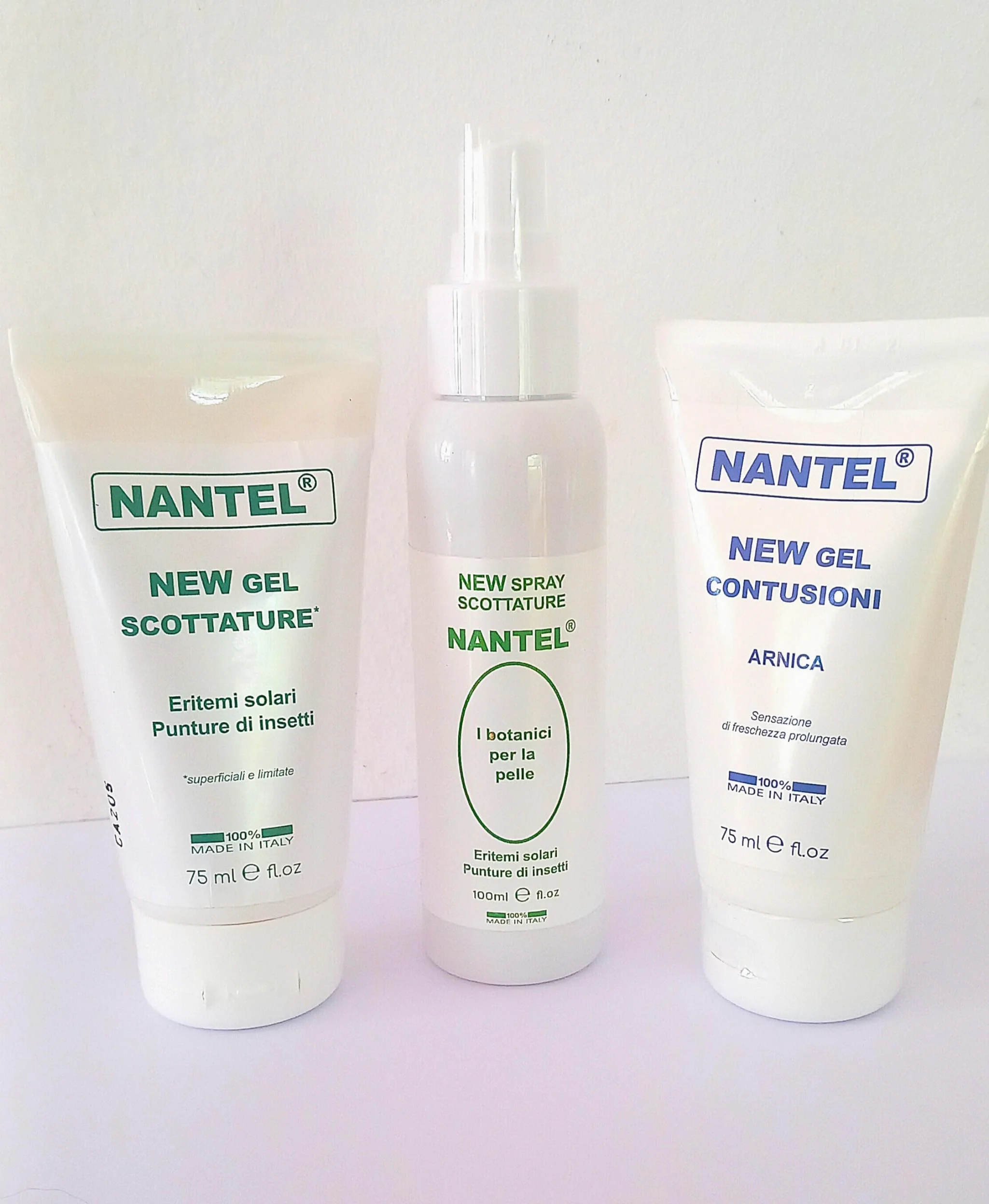 01 NEW GEL SCOTTATURE NANTEL/ 01 NEW GEL CONTUSIONI NANTEL /01 NEW SPRAY SCOTTATURE NANTEL