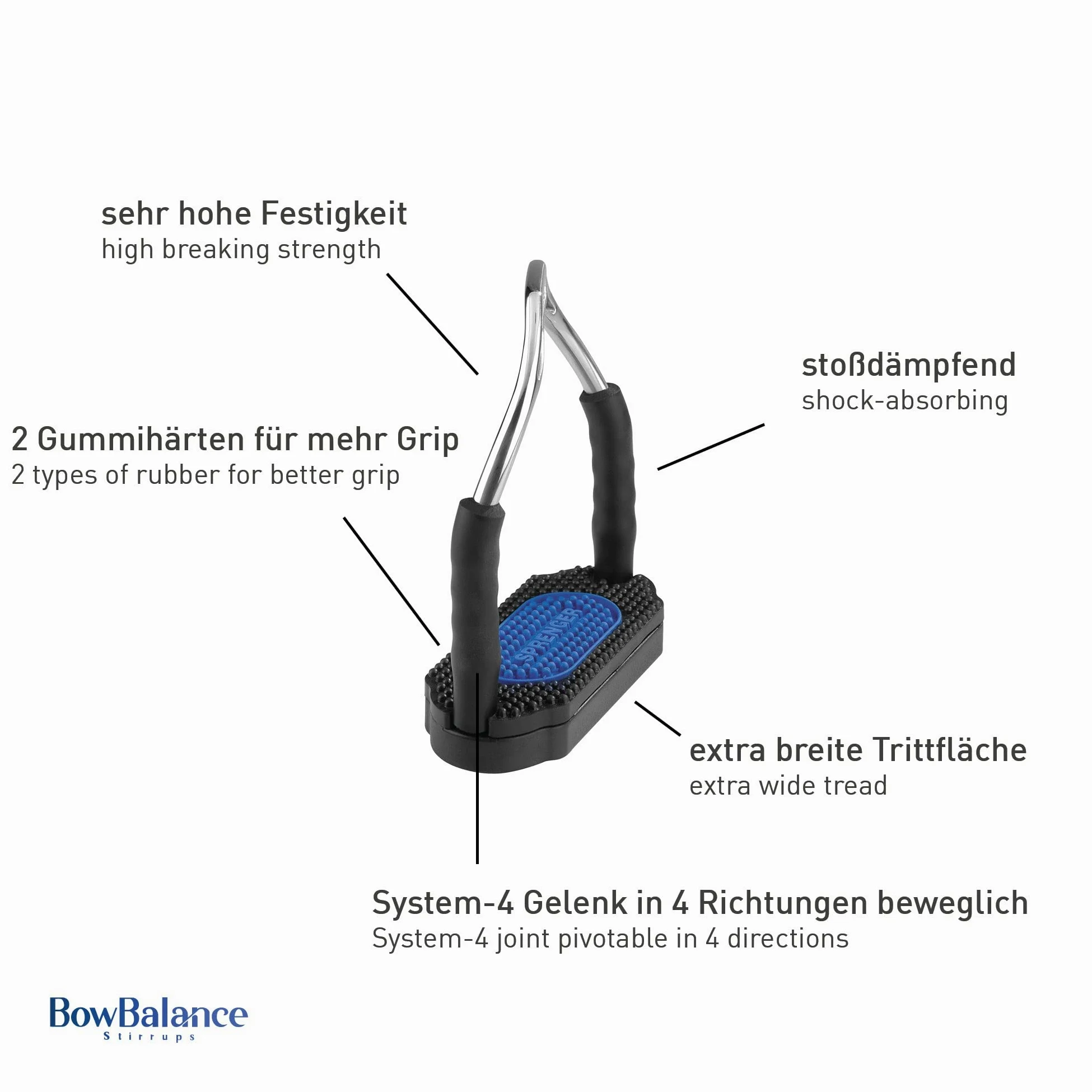 SPRENGER BOW BALANCE Sicherheits-Steigbügel, Edelstahl, 12 cm (4 3/4 inch)