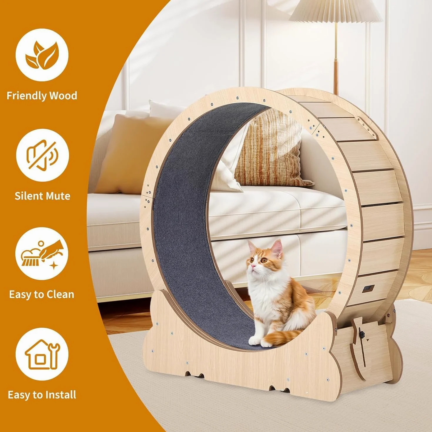 Towallmark Ruota per Gatti 90-100cm – Pannello E1 ad Alta Densità – Silenziosa, Sicura, Facile da Pulire – Per Tutte le Taglie