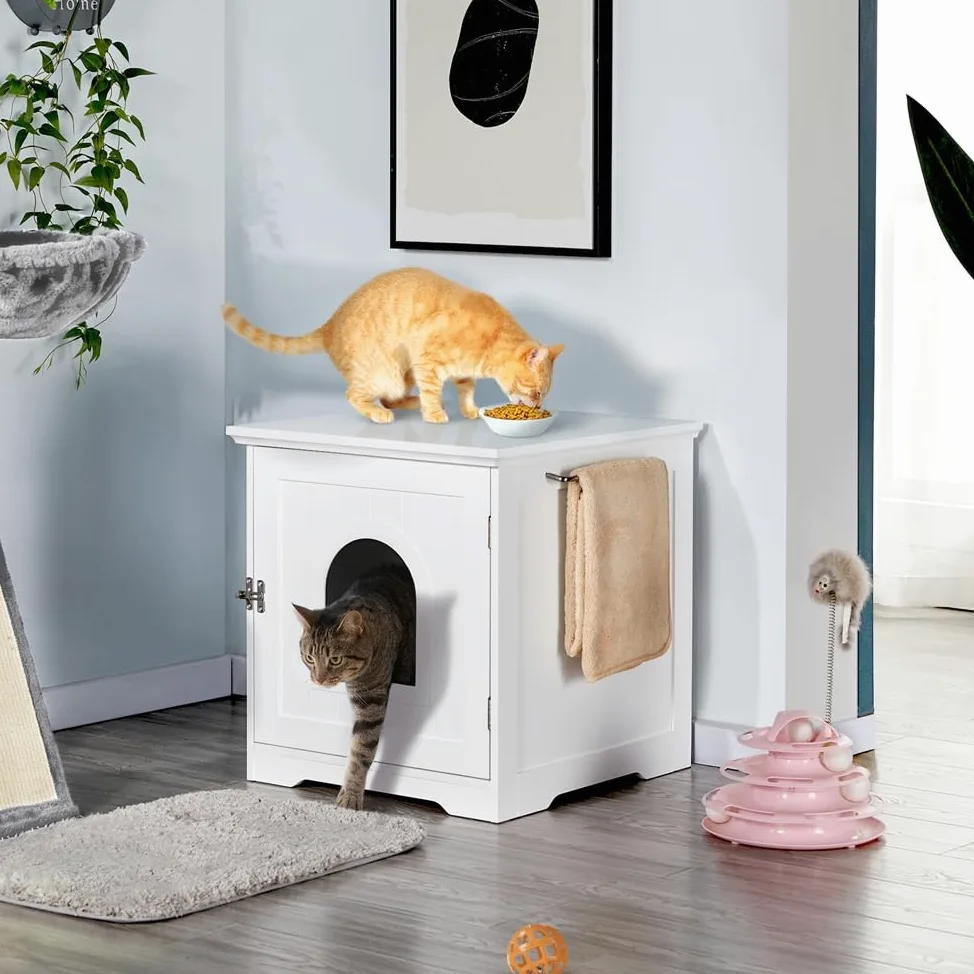 Yaheetech Casetta per Gatti Cuccia per Animali Domestici in Legno da Giardino Cuccia per Gatto Mobile Lettiera Multiuso Armadietto Nido per Gatti Cani 48,5 x 51 x 51,5 cm
