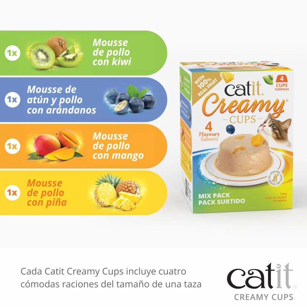 Gatti Catit Creamy Cups, Assortito, 4 x 25 g