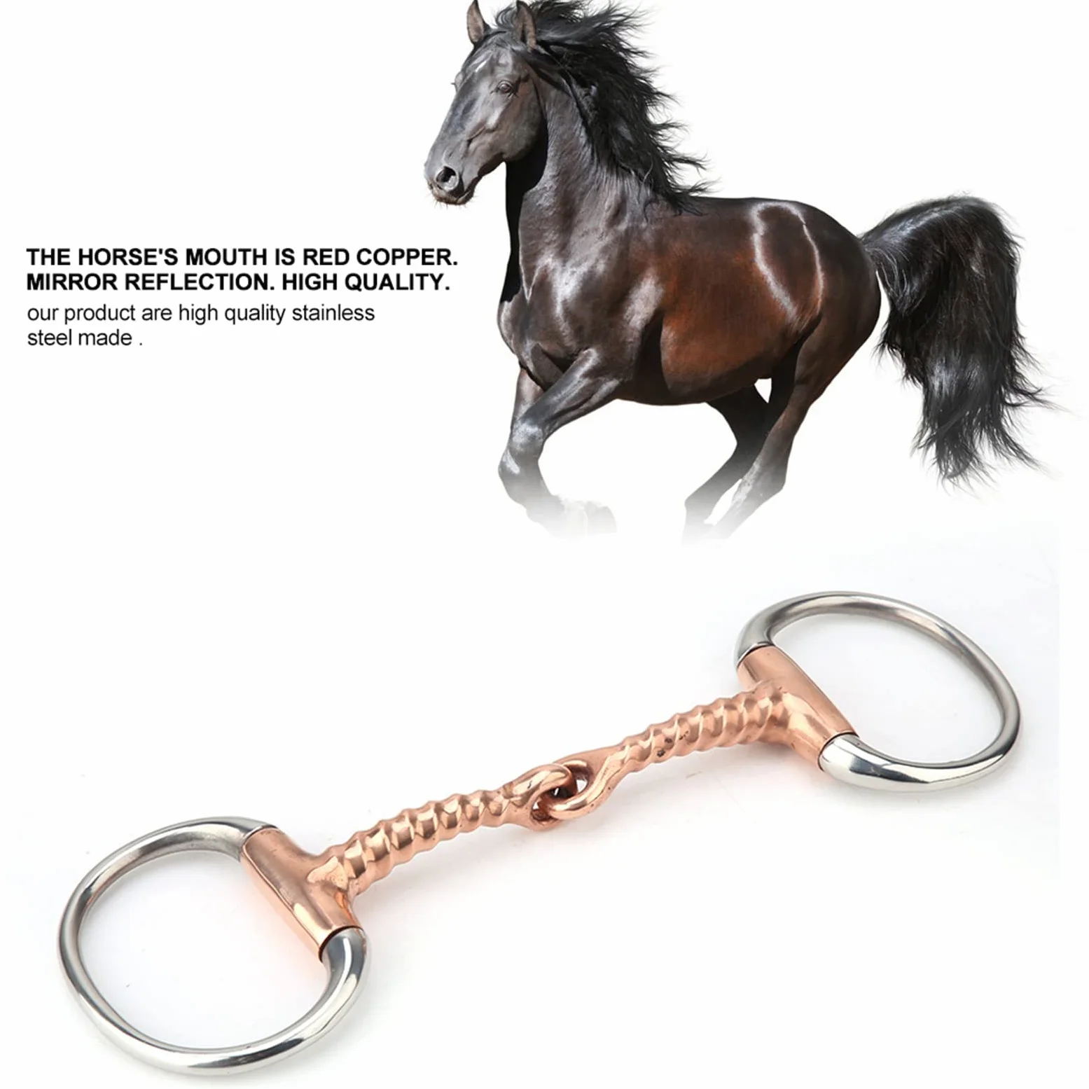 Filetto per Cavalli, Filetto in Acciaio Inossidabile Filetto in Rame Cavatappi Bocca Filetto per Cavallo Morso per Cavallo Forniture per Cavalli da Masticare