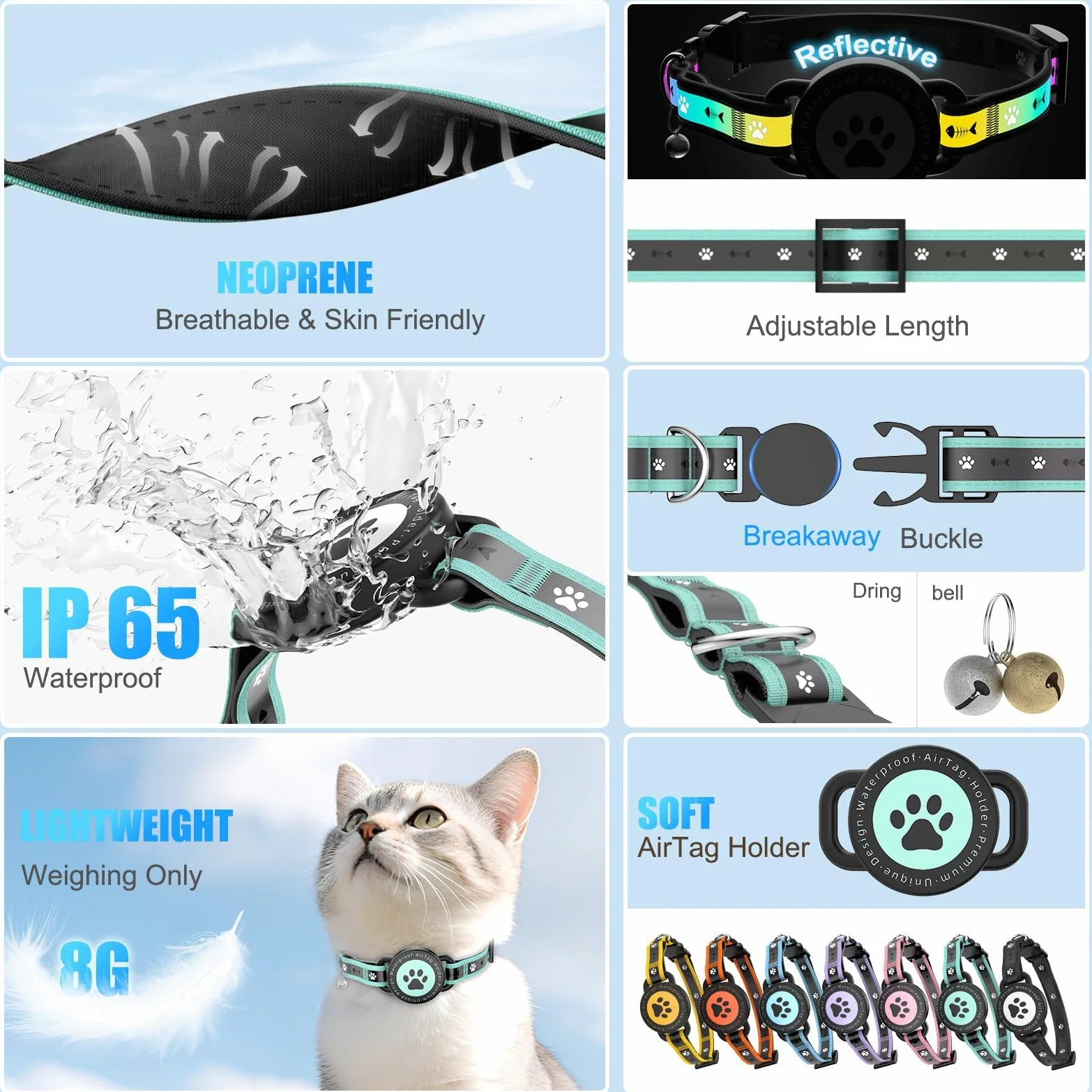 Cat Tracker compatibile con iOS e Android, collare GPS per animali domestici