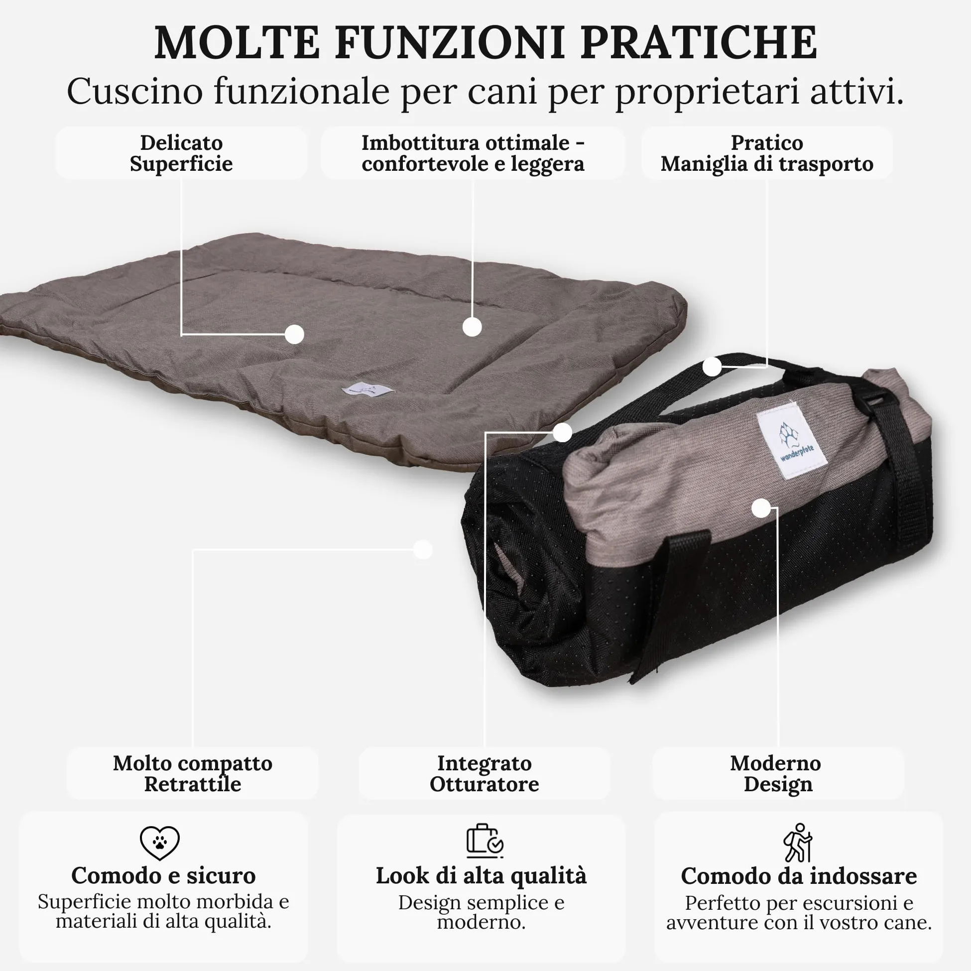 Tappetino per cani da viaggio, arrotolabile (Marrone, M)