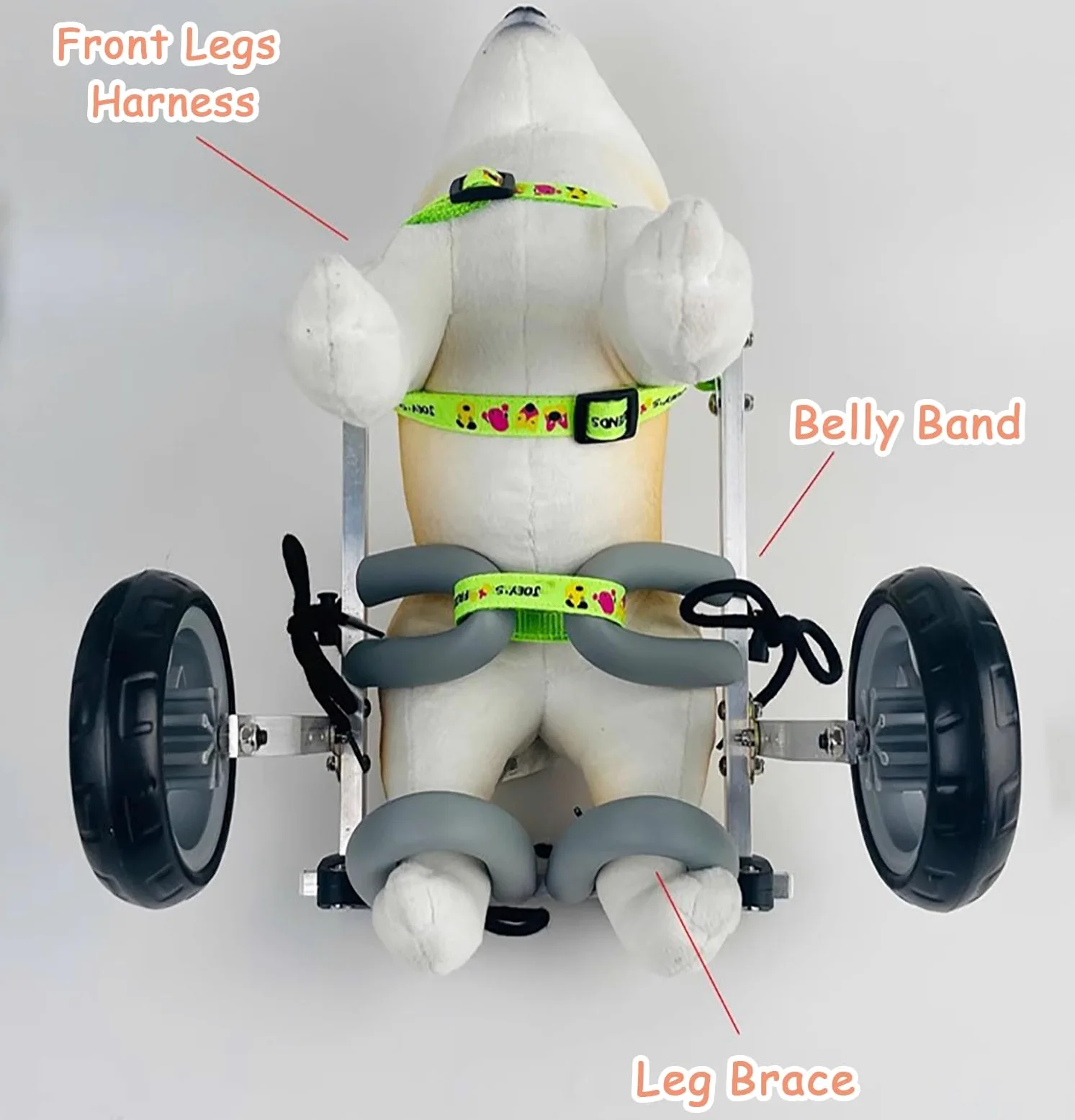 Carrello Cani Disabili Xxs/ Xs/ S Carrozzina per Gatti per Zampe Posteriori, Quattro Ruote Ausili per La Mobilità per Artrite Canina per Riabilitazione, Carrello Portatile per Tutore per Gamba Debole(