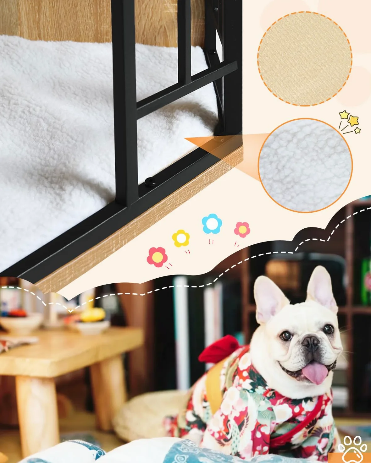 EUGAD Mobile Kennel Cane, Gabbia per Cani ad Angolo, Gabbia per Cani in Legno,Tavolo Supplemento,Sopporta di 70kg, Moderna Kennel Cane,Dog Crate Decorativa con Porta Bloccabile 111x60x67cm