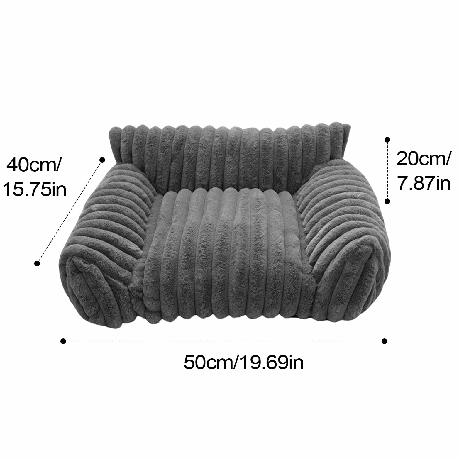 Generico Cat Sofa Beds, Plush Pet Couch, 19.69x15.75x7.87 Inches Portable Comfortable Gray, Chew Proof Sofa Bed, Daily Use, Dogs, and Cats, Patio, Bedroom, Travel, Car, Living Room, Apartment