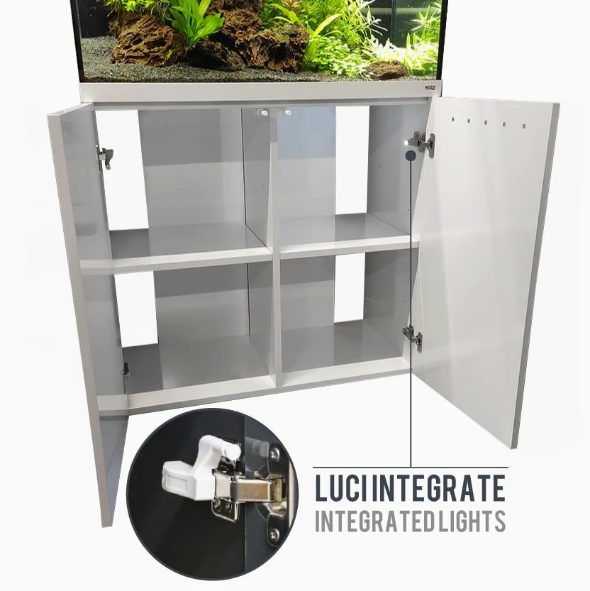Amtra Alux 220 Led White Combi - Acquario professionale in vetro da 220L con coperchio e mobile in legno, per pesci di acqua dolce e salata, kit professionale, colore bianco