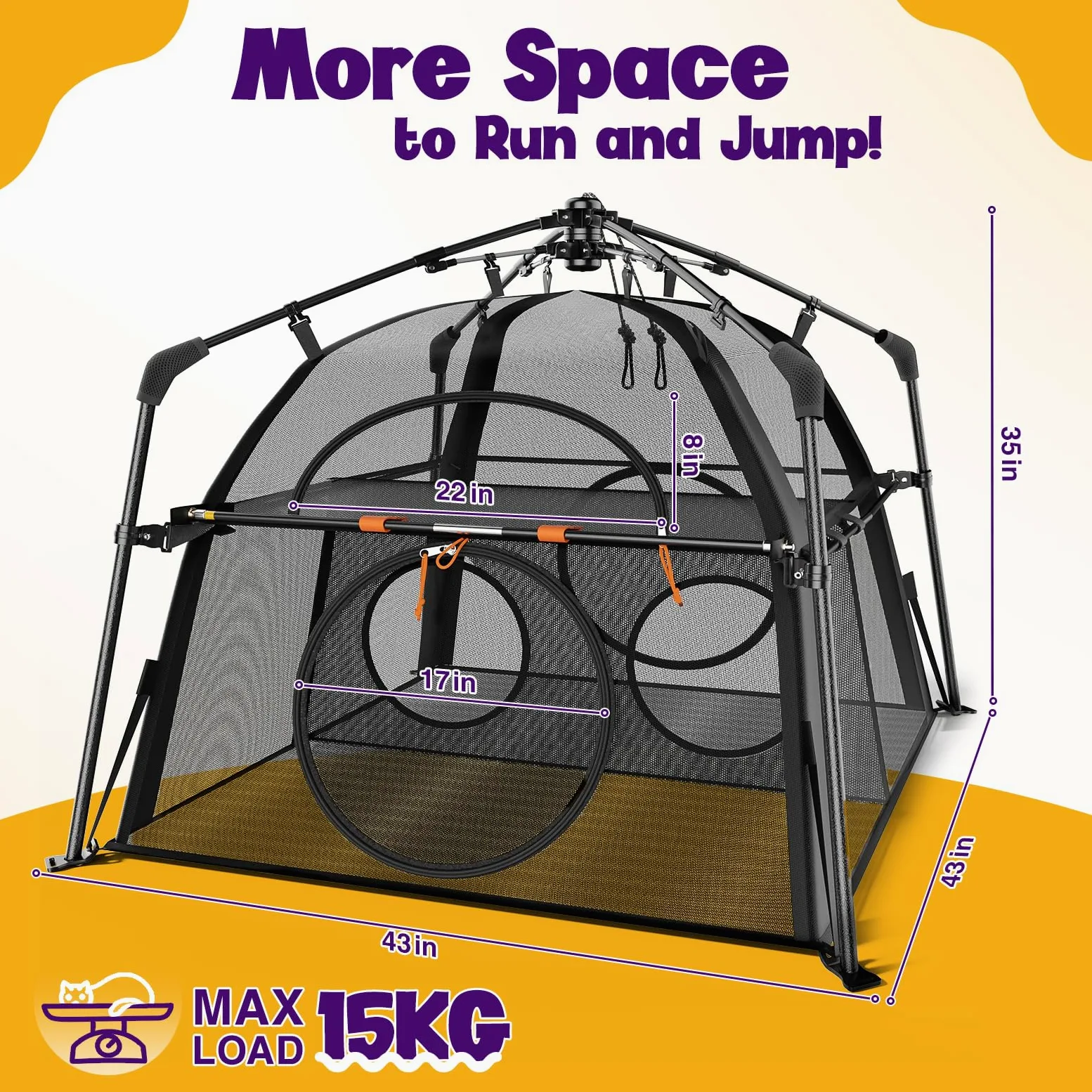 Catio - Recinzione per gatti extra large Rywell a 2 livelli per patio, balcone, interni e campeggio, box pieghevole per gatti da esterno con finestre, resistente alle intemperie e al sole (borsa per