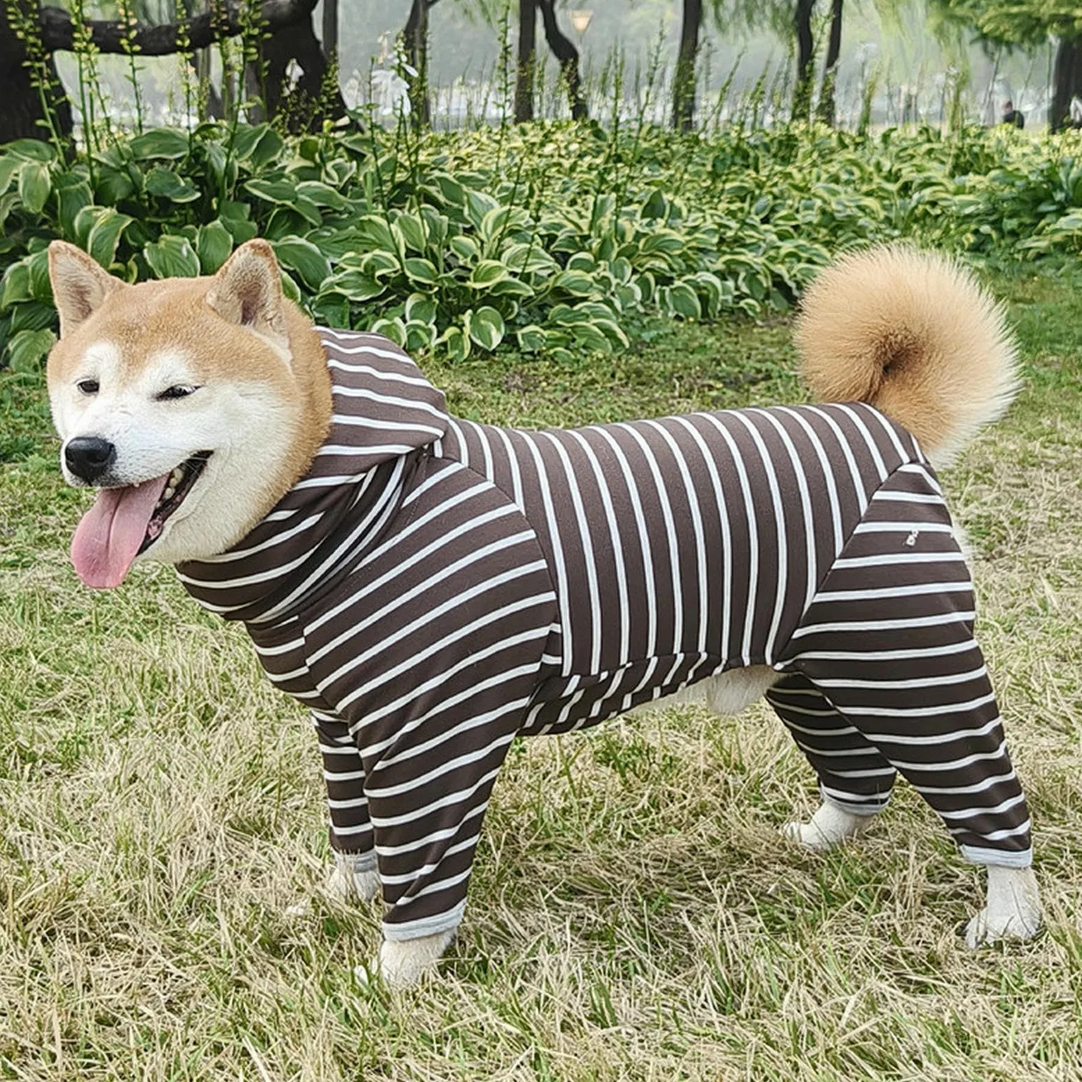 Felpa Con Cappuccio Per Cani Sportiva Alla Moda Felpe A Tutina Dolcevita A Righe Classiche Cappotto Per Cani Tuta Con Cappuccio E Maniche Lunghe A Quattro Zampe
