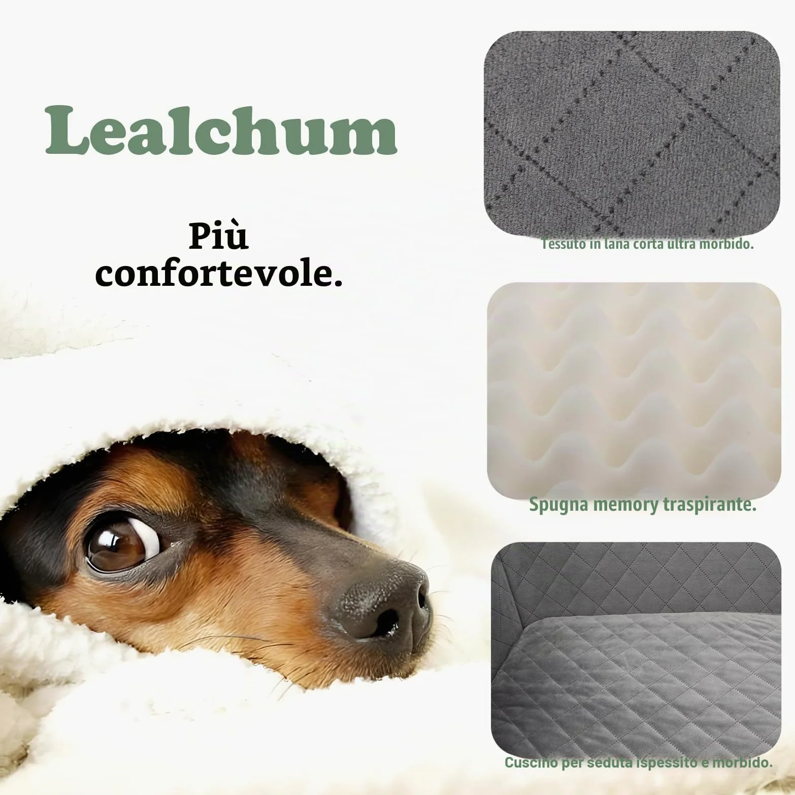 Seggiolino auto Lealchum per cani media/grande, 2 guinzagli sicurezza, 2 cani piccoli, rimovibile e lavabile