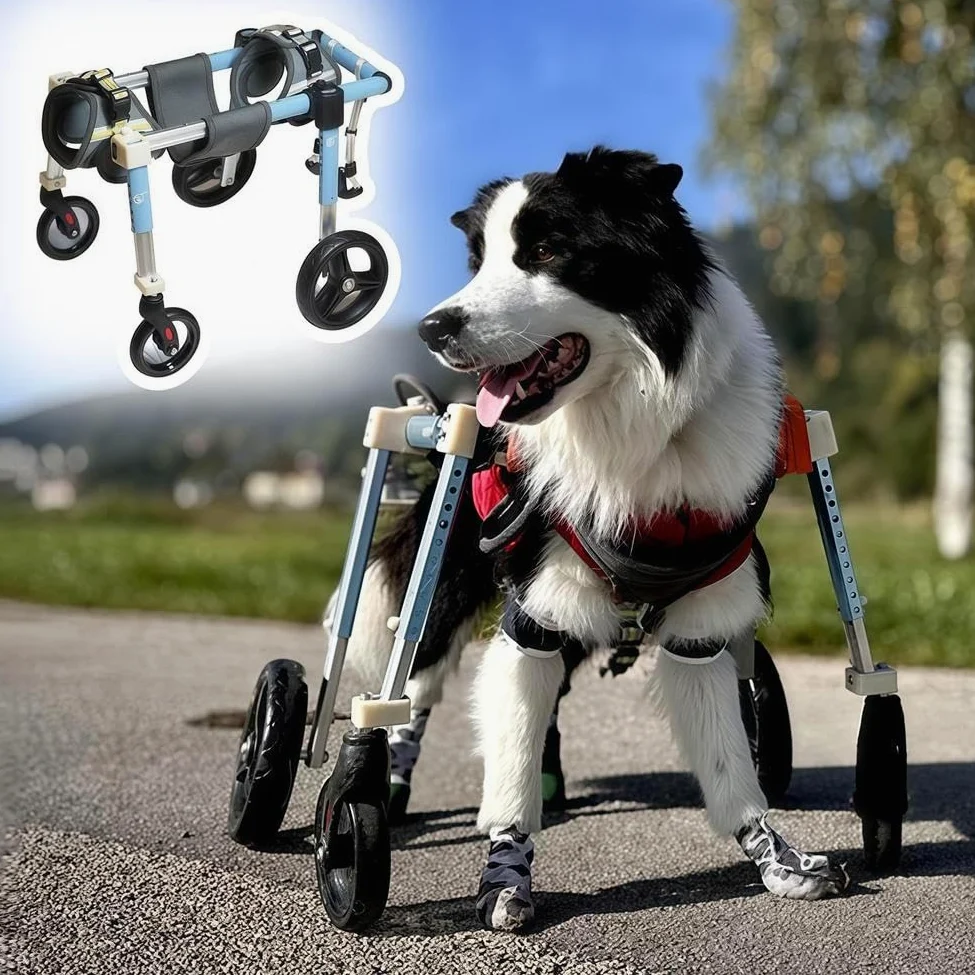 Supporto per Gambe Regolabile per Sedia A Rotelle per Cani A 4 Ruote, Sedia A Rotelle per Gambe Posteriori per Cani, Ausilio per La Mobilità A Supporto Completo