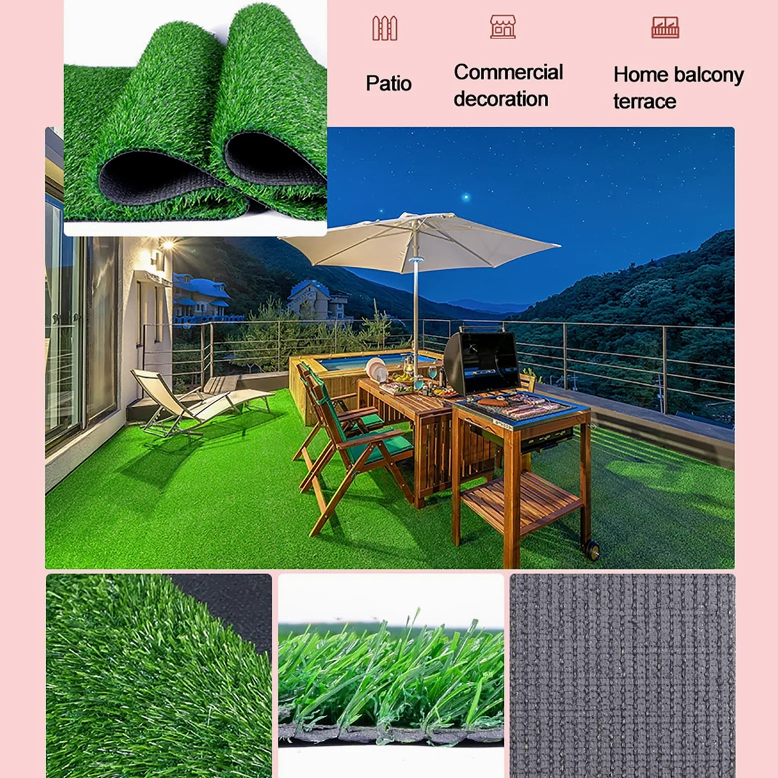 Tappeto in erba artificiale, tappeto sintetico per interni ed esterni, ideale per addestramento di animali domestici, patio, parco giochi, giardini e prati