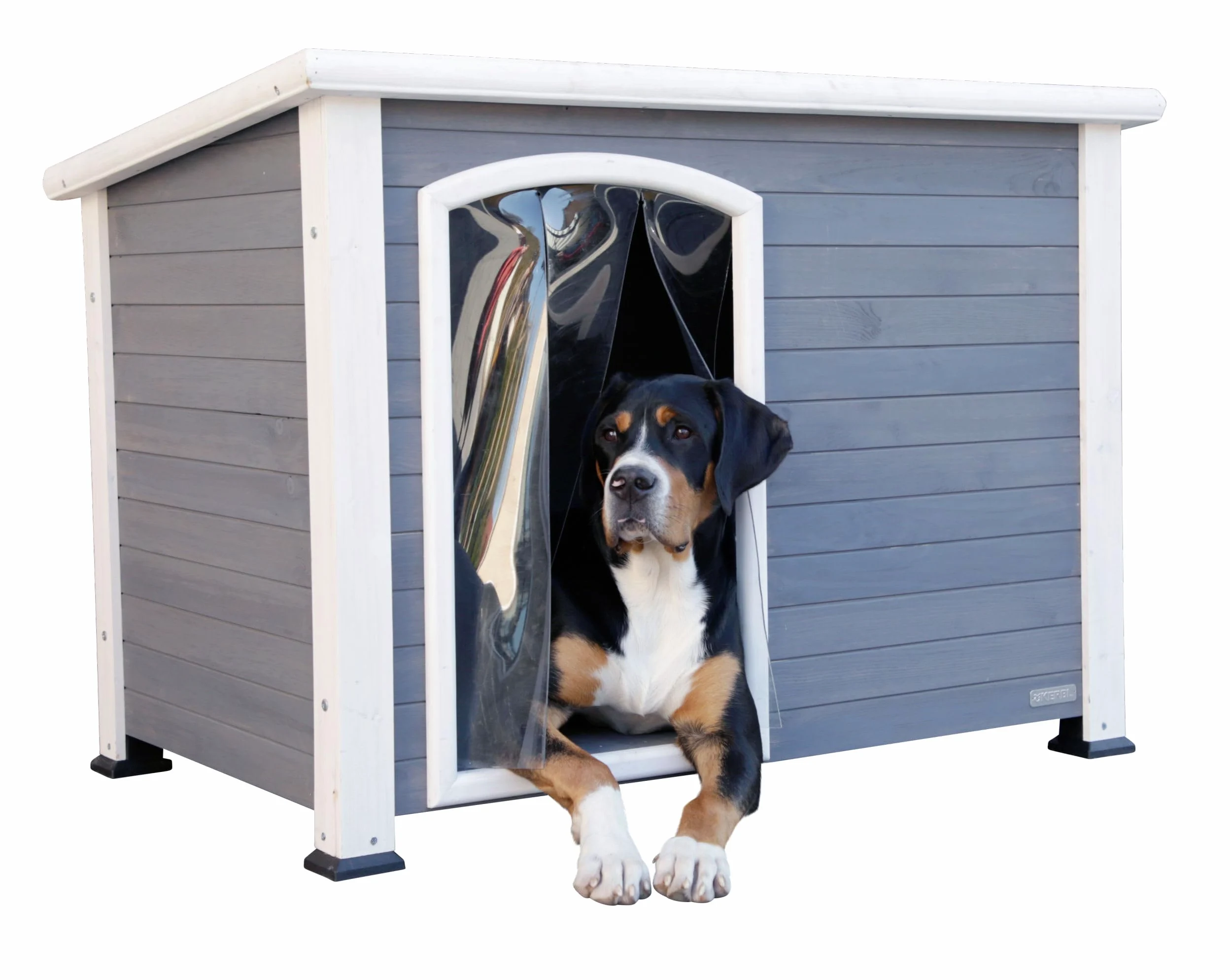 Kerbl Pet cuccia per cani Kenny, bianco/grigio, 113x77x81 cm, cuccia per cani, legno, cani