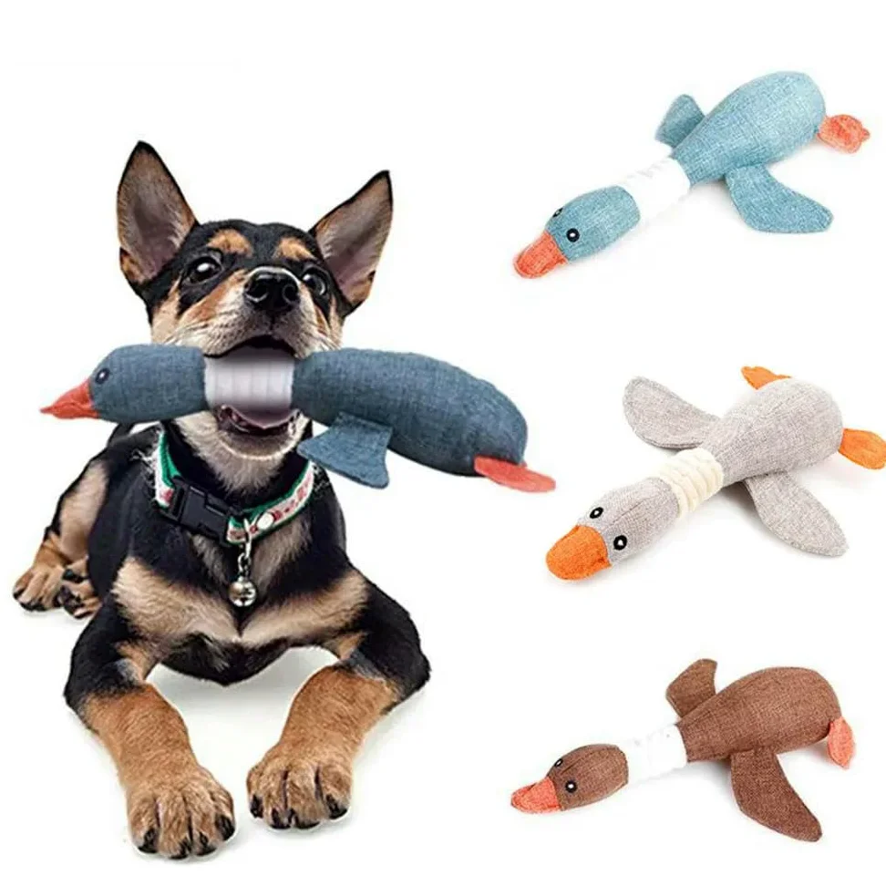 Giocattoli per cuccioli, Giocattoli for cani, giocattolo for a forma di anatra selvatica, for masticatori aggressivi, giocattoli for l'addestramento con squittio e puzzle, 2 pezzi(A)