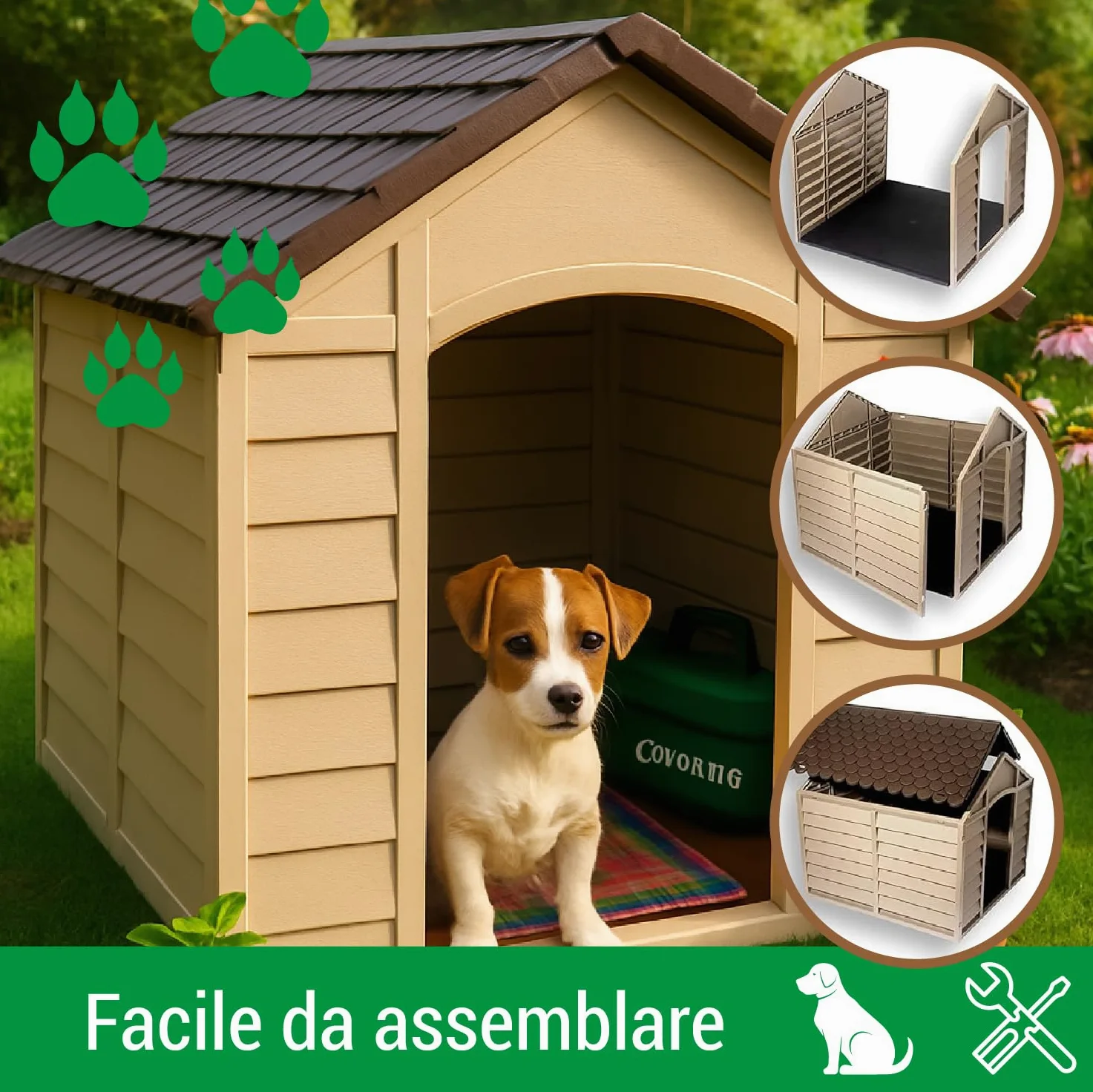 Crisalide® - PawsPalace Cuccia Per Animali, 2 Dimensioni, Facile Da Lavare, In Resina PVC, Facile Da Assemblare, Super Resistenze, Taglia Medio/Grande, Cuccia per Esterni (Large)