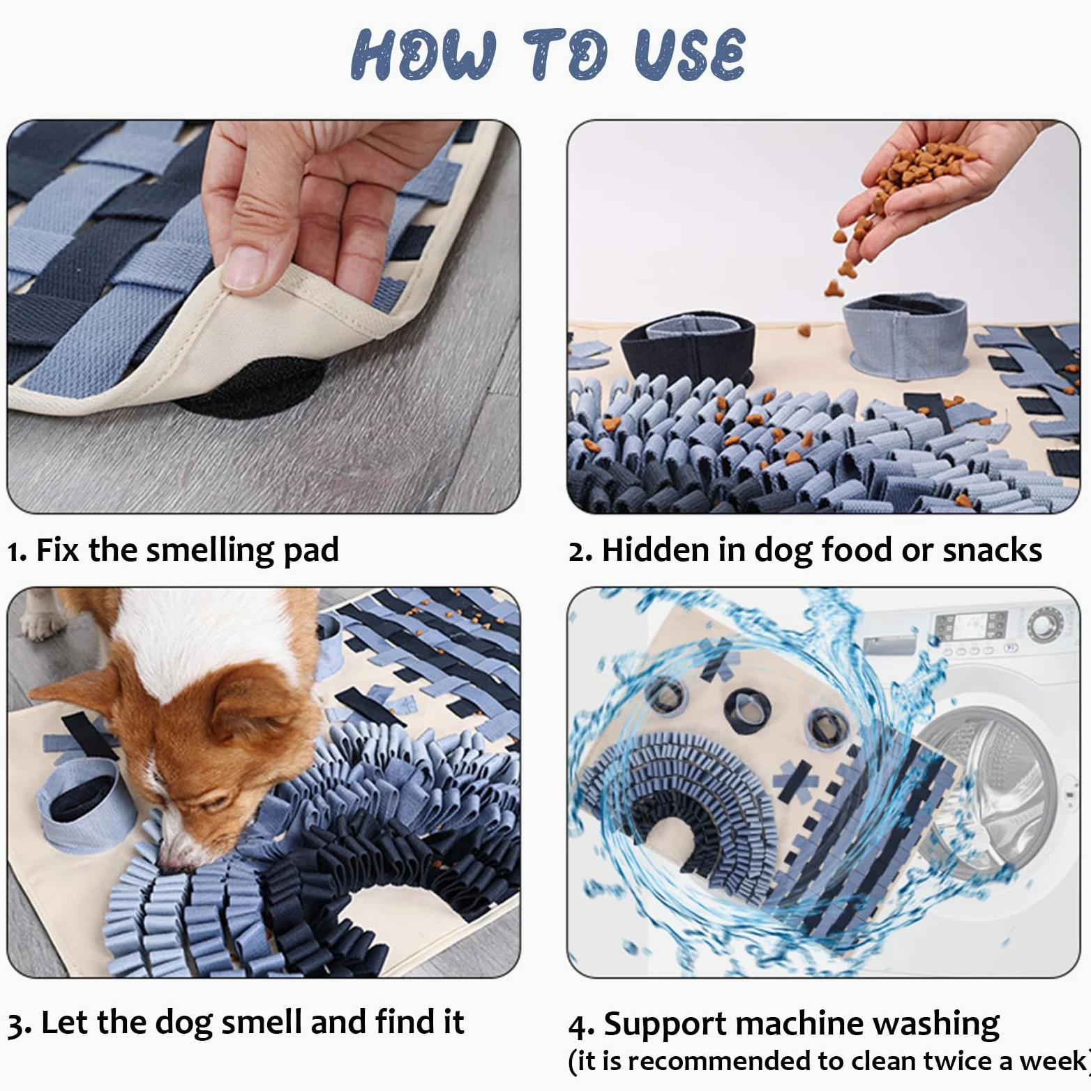 Tappetino Olfattivo per Cani, Tappeto Olfattivo Cane, Snuffle Mat per Cani Lavabile Pieghevole Tappetino Sniffing Olfattivo Cane per Addestramento Cani per Giochi Interattivi, 72X50cm