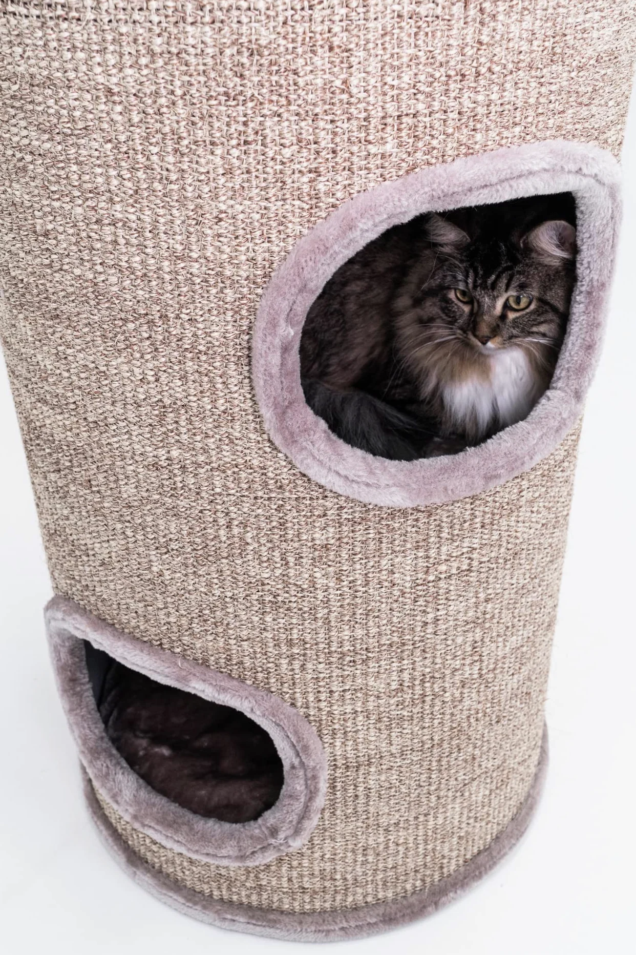 Petrebels Tiragraffi per gatti, XXL, 110 cm, con 3 ingressi, in sisal, extra largo, Ø 45 e pesante per la stabilità, cupola 110, cupola per gatti e torre da arrampicata per gatti, cappuccino