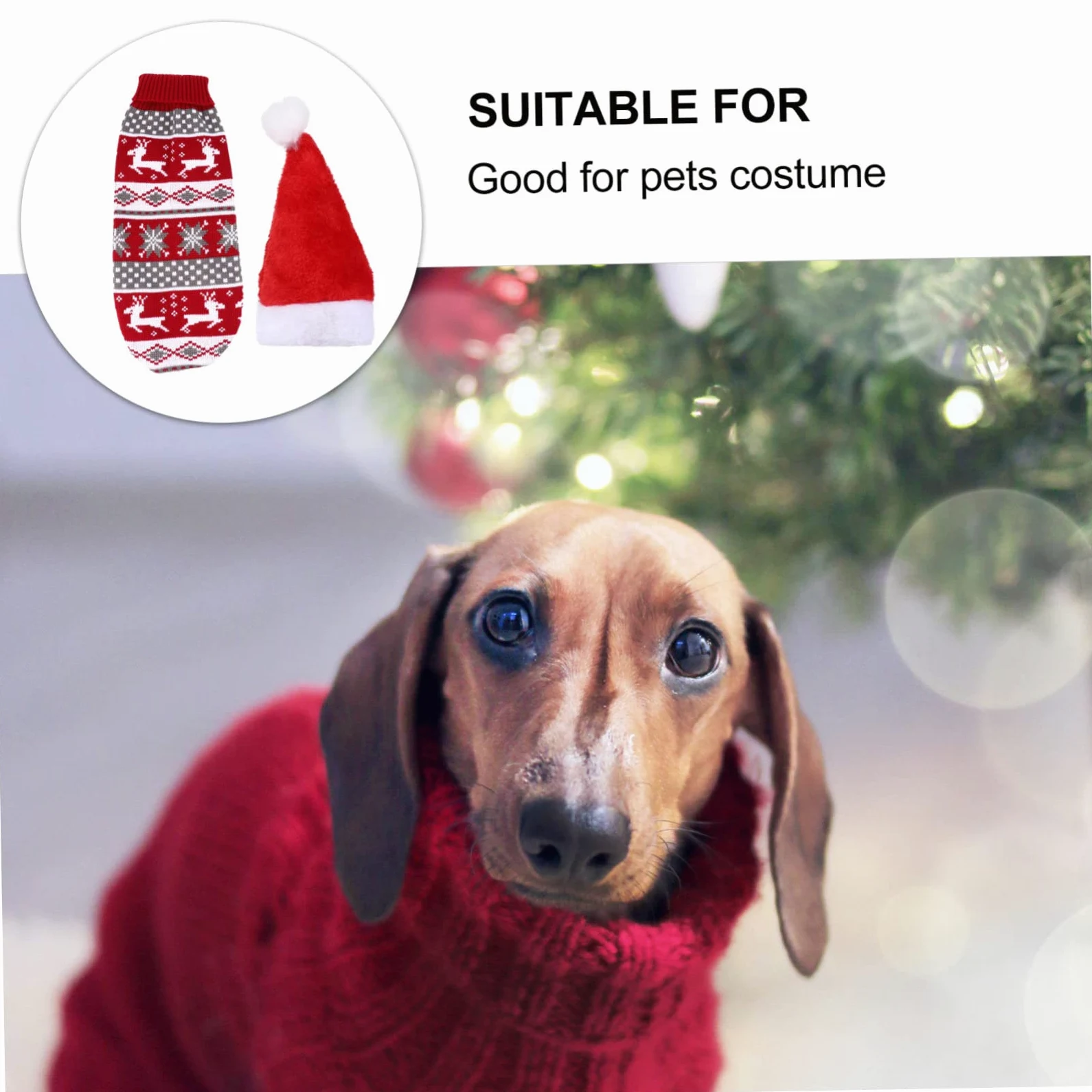 HMJGDHX 2 Pezzi di Renne per Animali Domestici Maglione e Cappello Natalizi per Cani Caldi per Cuccioli per Abiti Natalizi per Animali Domestici e Occasioni Invernali