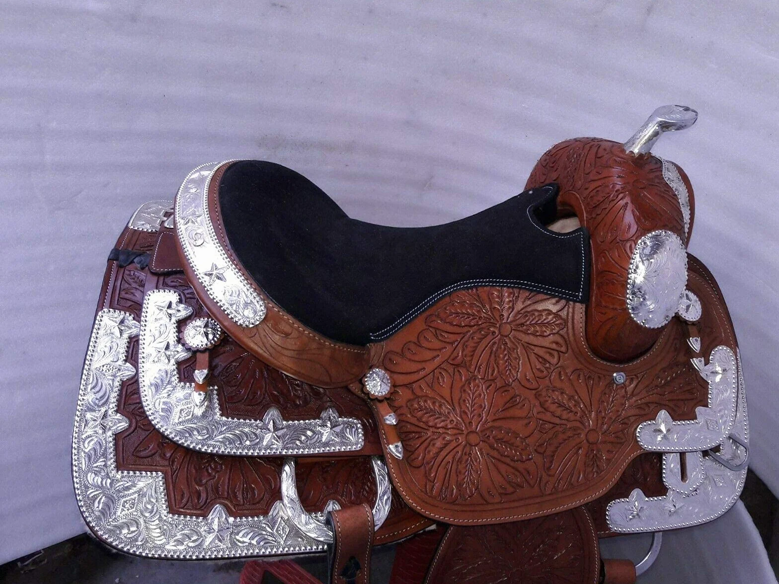Equestrian Universe Western Fully Show Sella con Canchos Angolo Argento e Sottosella