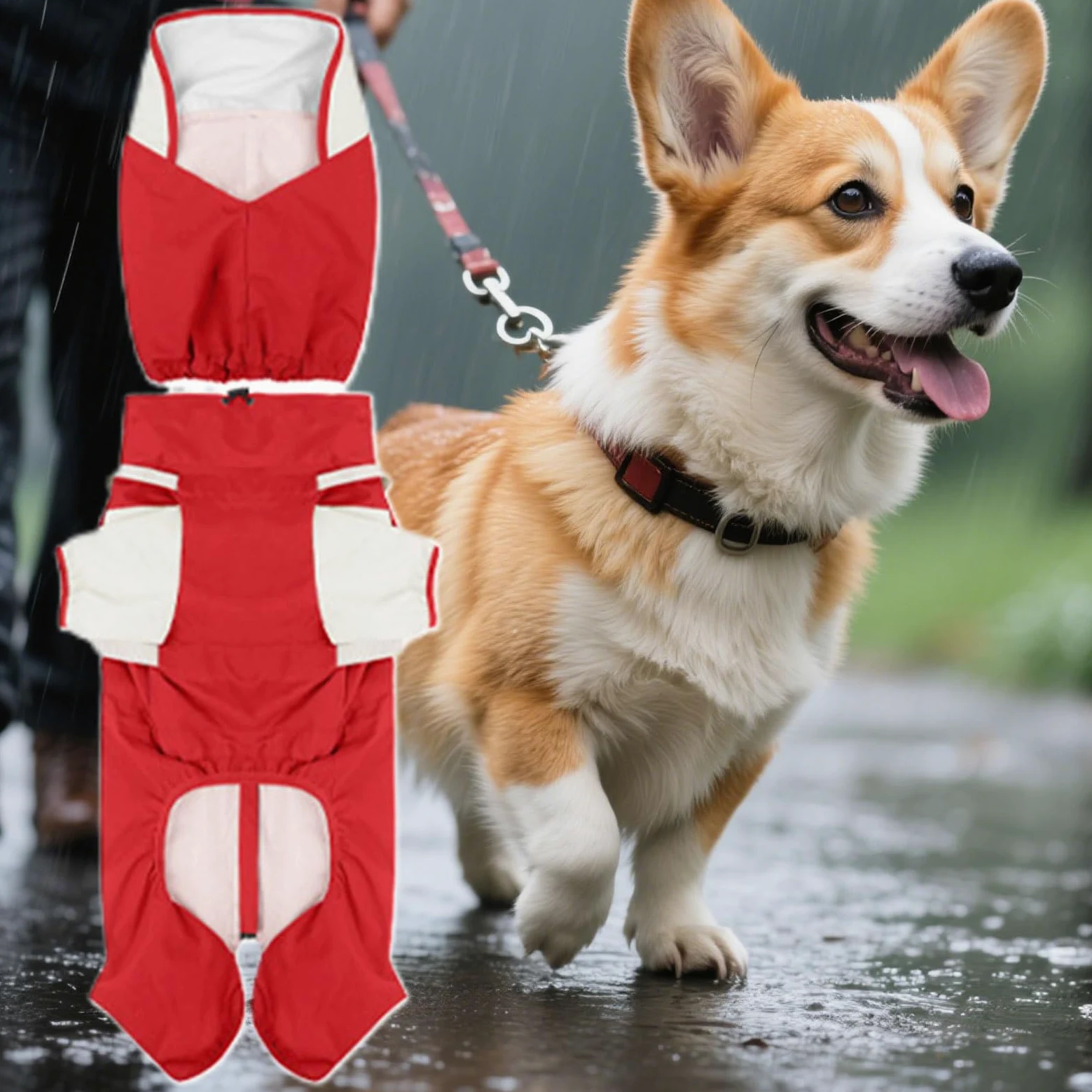 Impermeabile per Cane Grosso Cappuccio Rimovibile e Regolabile | Antipioggia per Cani Grandi Per Passeggiate Invernali all'Aperto, Addestramento, Campeggio sotto la Pioggia