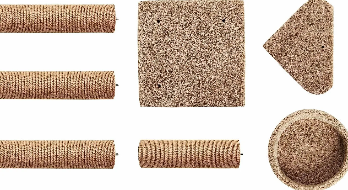 Amazon Basics Albero tiragraffi a Torre, per Gatti, con Pali tiragraffi, per Uso Interno e Domestico, Beige, Medio (40 x 40 x 80 cm)