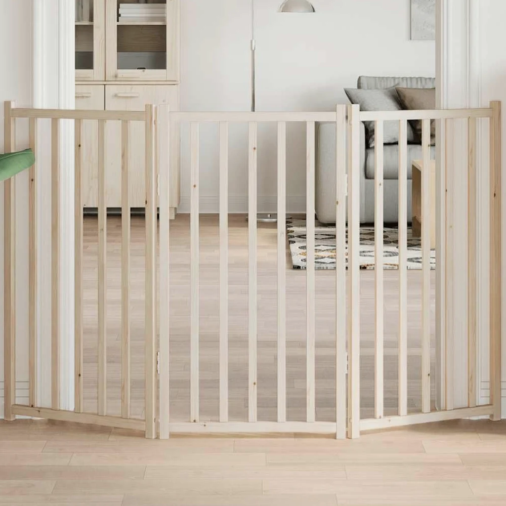 vidaXL Cancelletto per cani pieghevole a 3 pannelli 150 cm in legno massello di abete