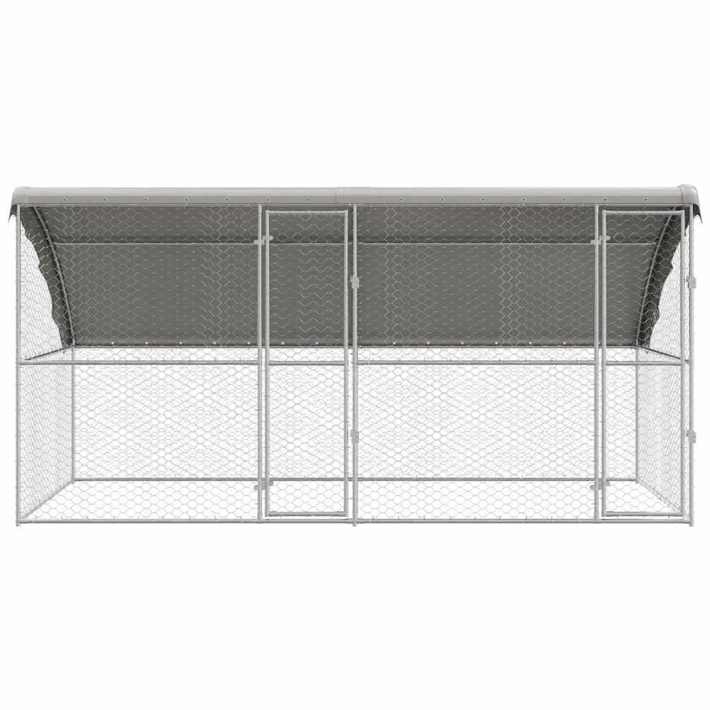 Set di 2 gabbie per cani, 4 x 2 x 2 m, in acciaio zincato, colore argento | Robusto recinto per animali in giardino o in terrazzo: dotato di tettuccio impermeabile e serratura di sicurezza.