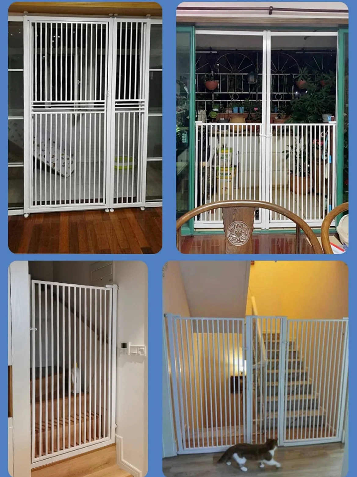 Gattaiola Barriera per gatti con serratura per porte, Cancello anti-arrampicata extra alto per animali domestici per separare, Montaggio a pressione con ingombro ridotto(60x170cm/24x67in)