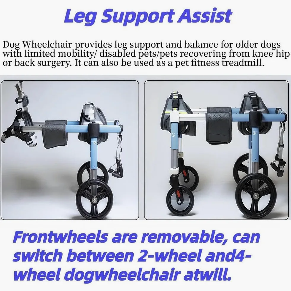 Supporto per Gambe Regolabile per Sedia A Rotelle per Cani A 4 Ruote, Sedia A Rotelle per Gambe Posteriori per Cani, Ausilio per La Mobilità A Supporto Completo
