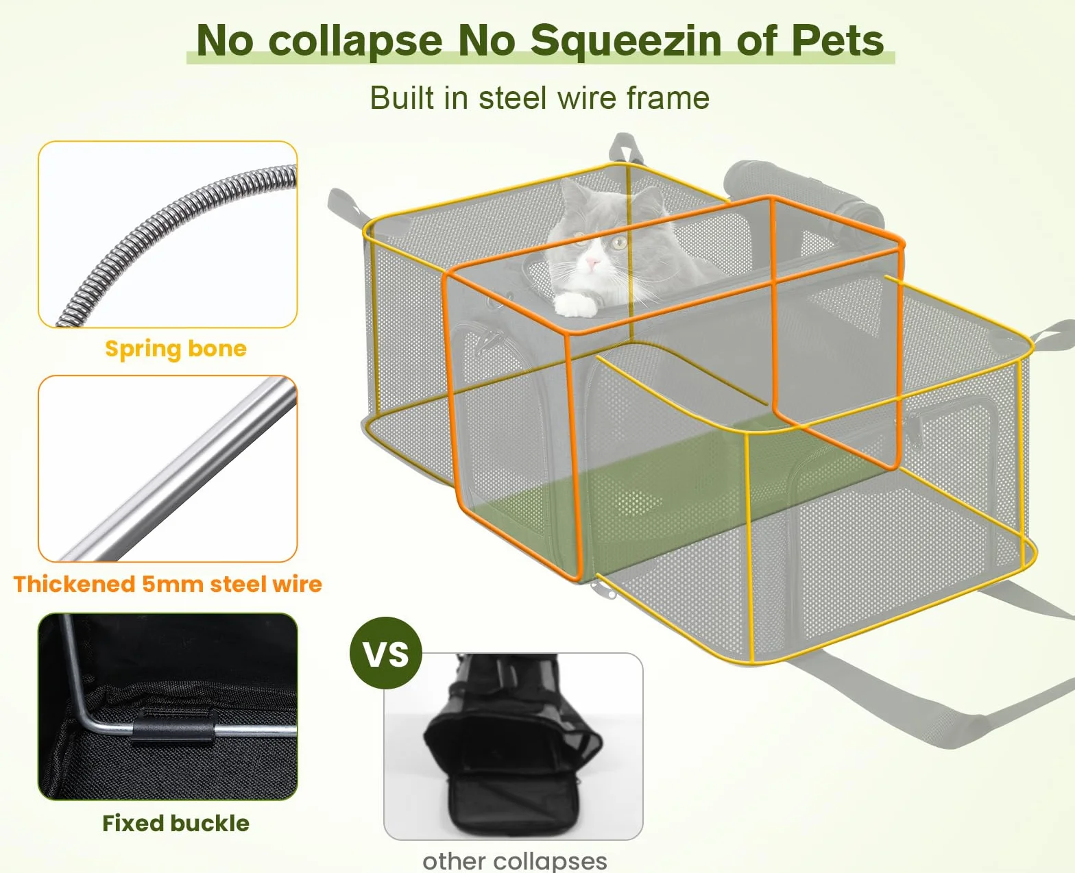 Pecute Trasportino per Gatti Espandibile, Morbido e Approvato dalle Compagnie Aeree, Borsa Traspirante per Animali Fino a 5kg/12lbs, Pieghevole per Viaggi, Campegio, Outdoor, Grigio Scuro