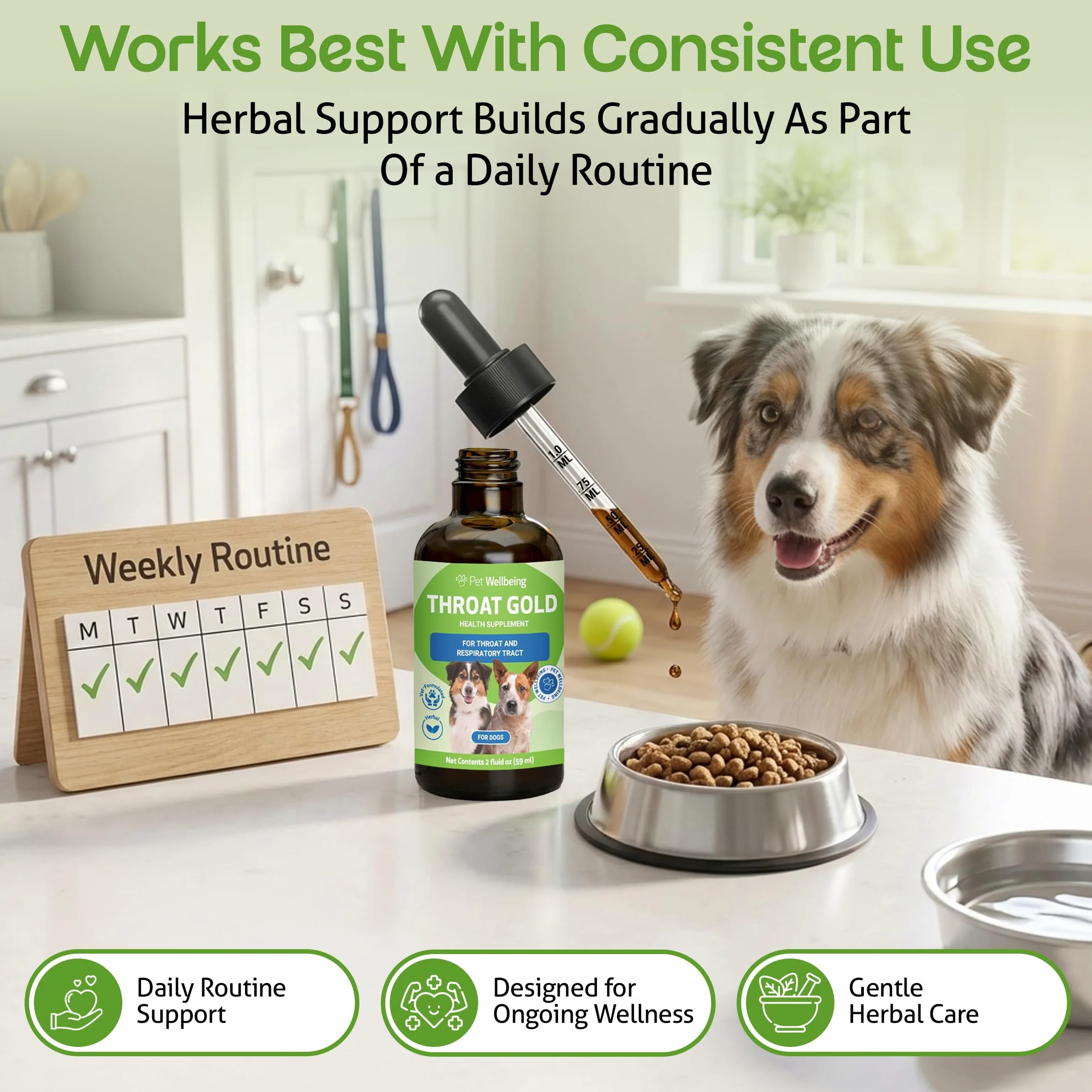 Pet Wellbeing Oro Gola per I Cani - La Tosse A Base di Erbe Naturali, La Gola E Il Supporto Respiratorio per I Cani -