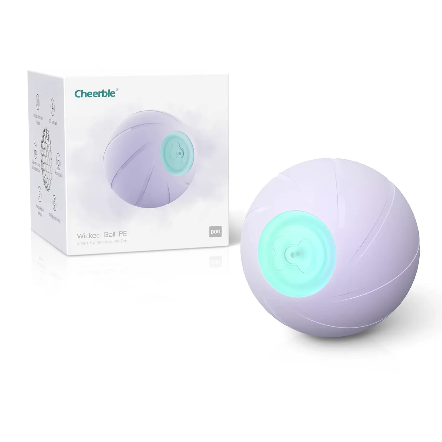 Cheerble Wicked Ball PE, 3 modalità di interazione interattiva, palla giocattolo per cani con luci a LED, ricaricabile DC, divertente regalo di compleanno per cani di grossa taglia