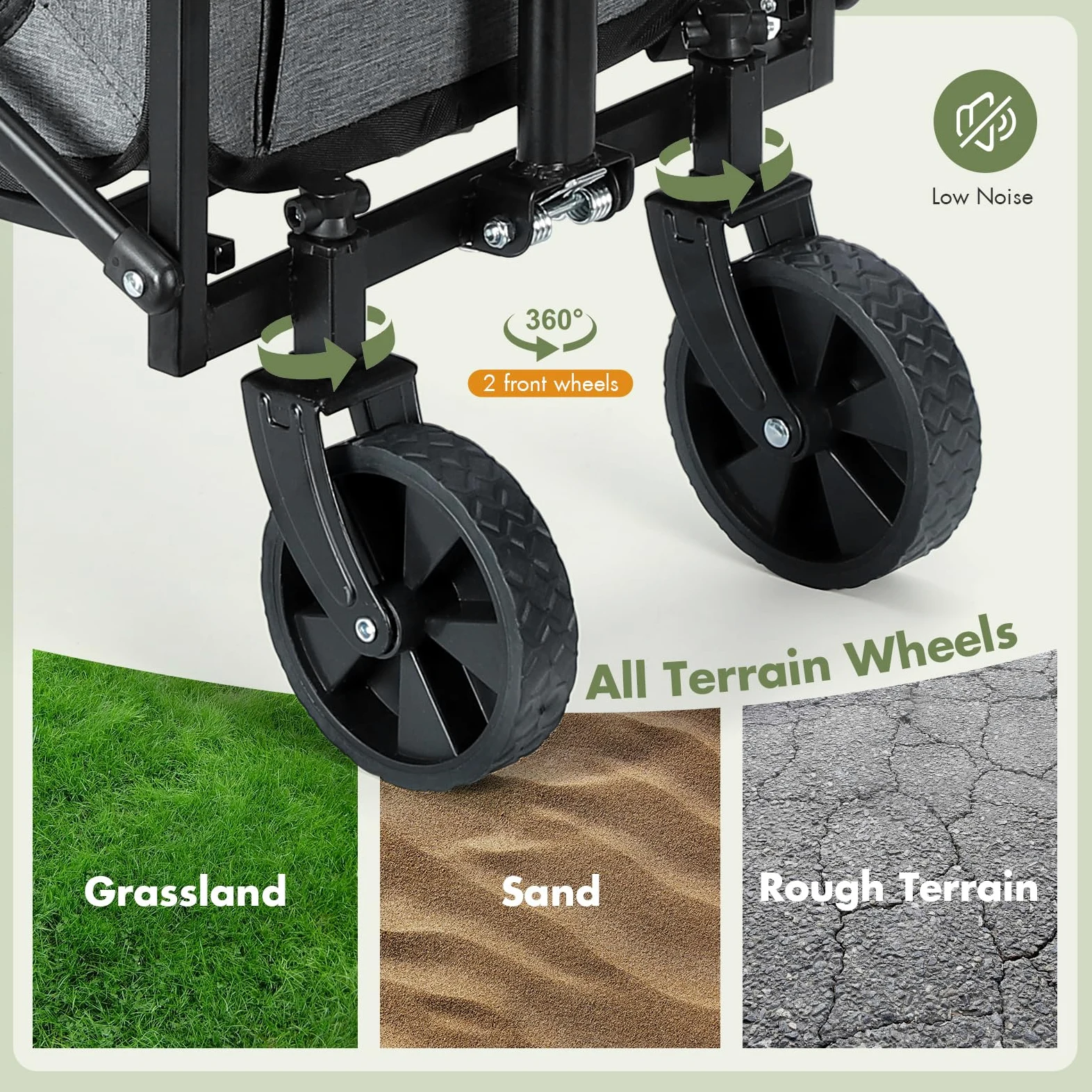 Trasportino per Cani Gatti con Ruote, Trasportino Gatto con Manico Telescopico e Base Rimovibile, Carrello Animali Rotolante Carico Massimo 18 kg con Grandi Ruote per Tutti Terreni, Grigio