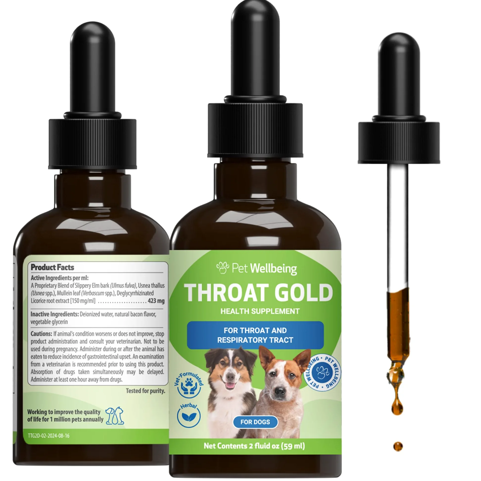 Pet Wellbeing Oro Gola per I Cani - La Tosse A Base di Erbe Naturali, La Gola E Il Supporto Respiratorio per I Cani -