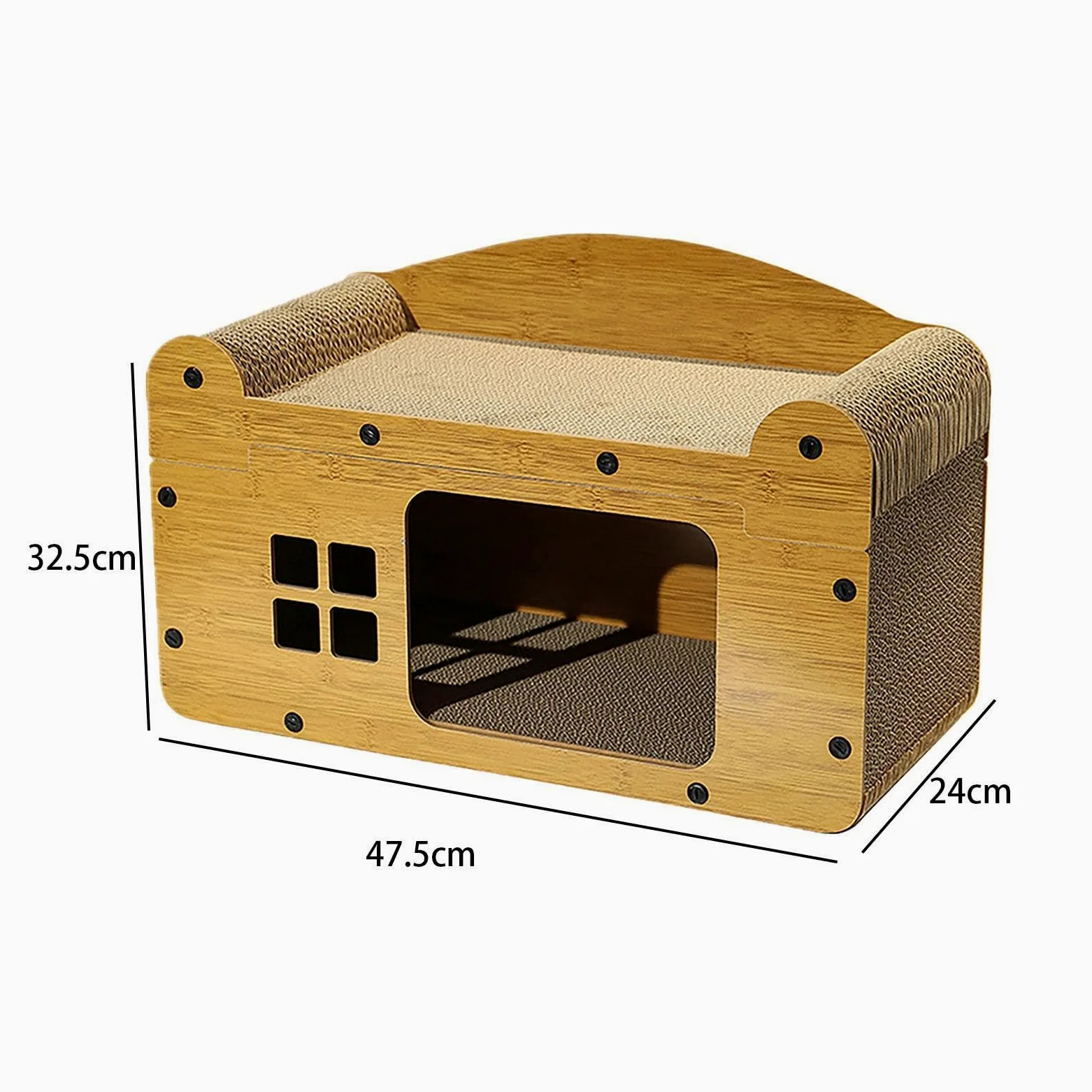 F Fityle Tiragraffi per Gatti in Cartone Ondulato Giocattolo 2 in 1 Tiragraffi a Scomparsa Casa da Gioco per Piccoli Animali Gattino Decorazioni per la casa, m