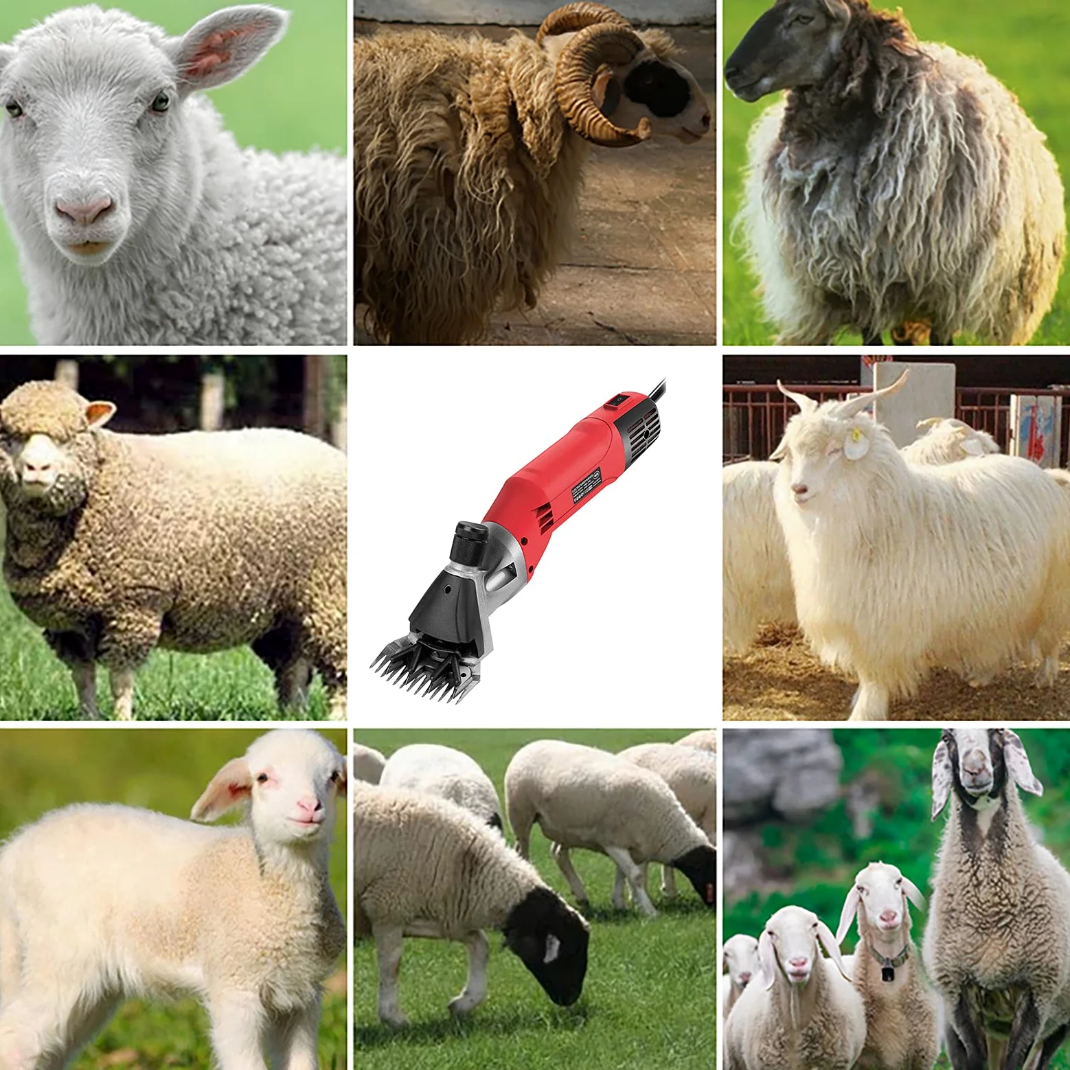 Vinteky Forbici elettriche per pecore, 780W Tosatrici professionali per la toelettatura degli animali Cesoie per capre regolabili Cesoie per lana per Sheep Horse Alpaca (Blu)