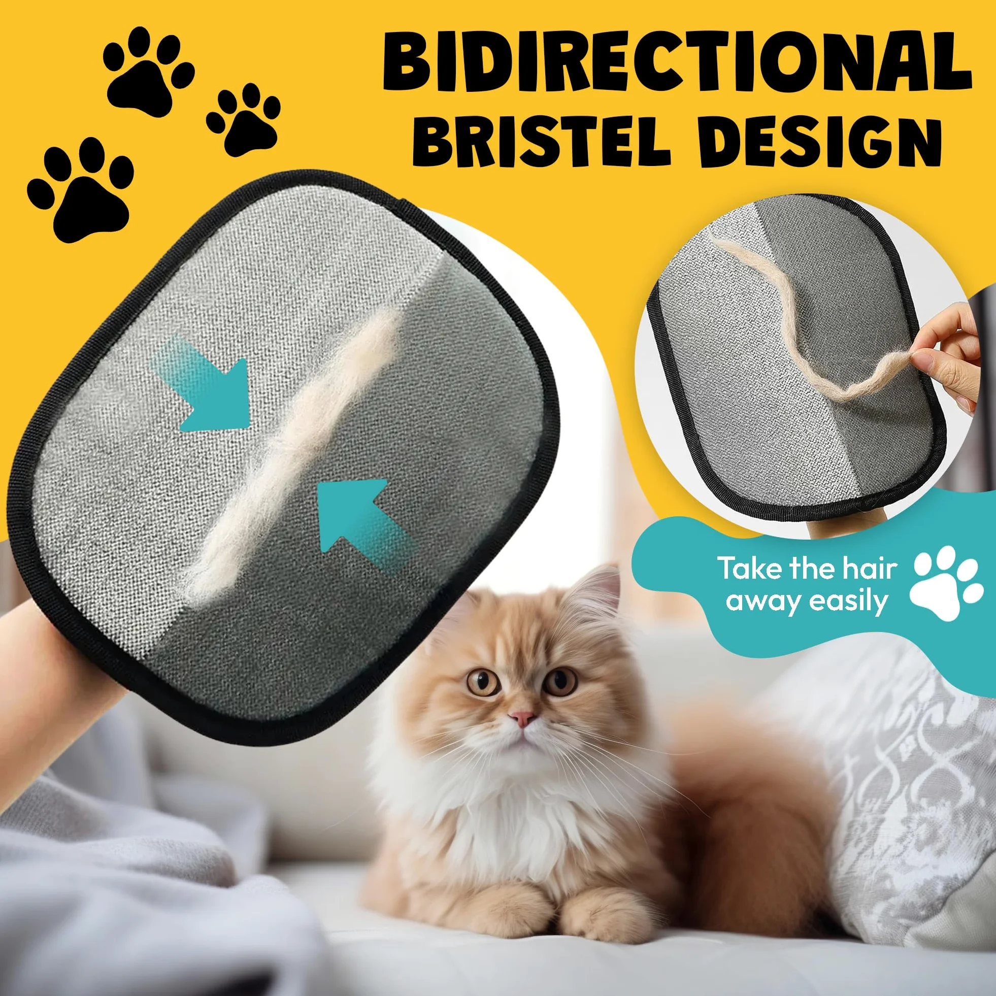 Kit di guanti elettrostatici per la rimozione dei peli di animali domestici, confezione da 2 guanti per la rimozione della pelliccia, per cani e gatti, 1 guanto grande e 1 mini guanto