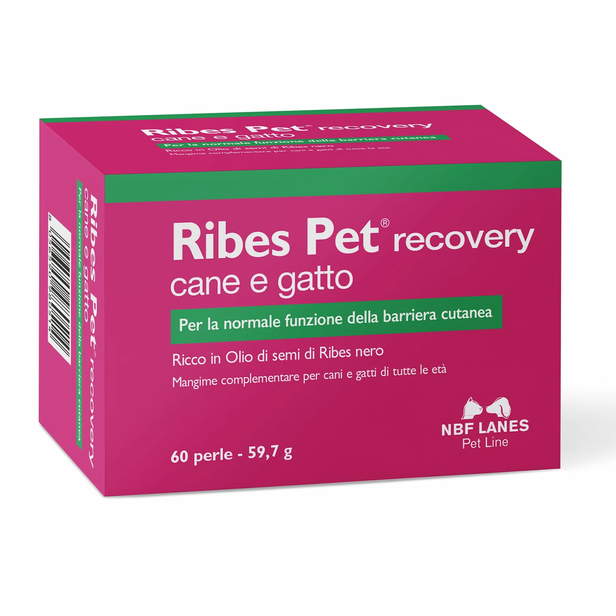 NBF Lanes | Ribes Pet Recovery Cane e Gatto, 60 Perle Appetibili, per la Normale Funzione della Barriera Cutanea