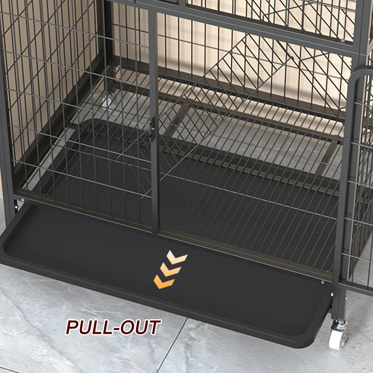 Grande gabbia per gatti, Gabbia per Gatti da Interno Multifunzionale, con 4 Rotelle Orientabili e vassoio estraibile, prodotti per animali domestici, Gabbia per 1-2 Gatti, Chinchilla(86*60*155cm)