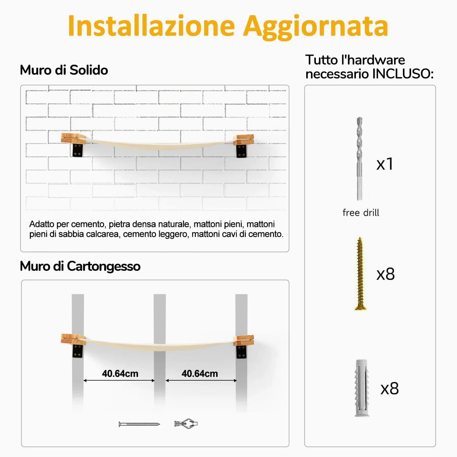 FUKUMARU Amaca da Parete per Gatti, Trespolo e Ponte per Gatti, Mobili da Parete di Alta Qualità, per Dormire, Giocare, Arrampicarsi e Rilassarsi, Beige, L-86 CM.