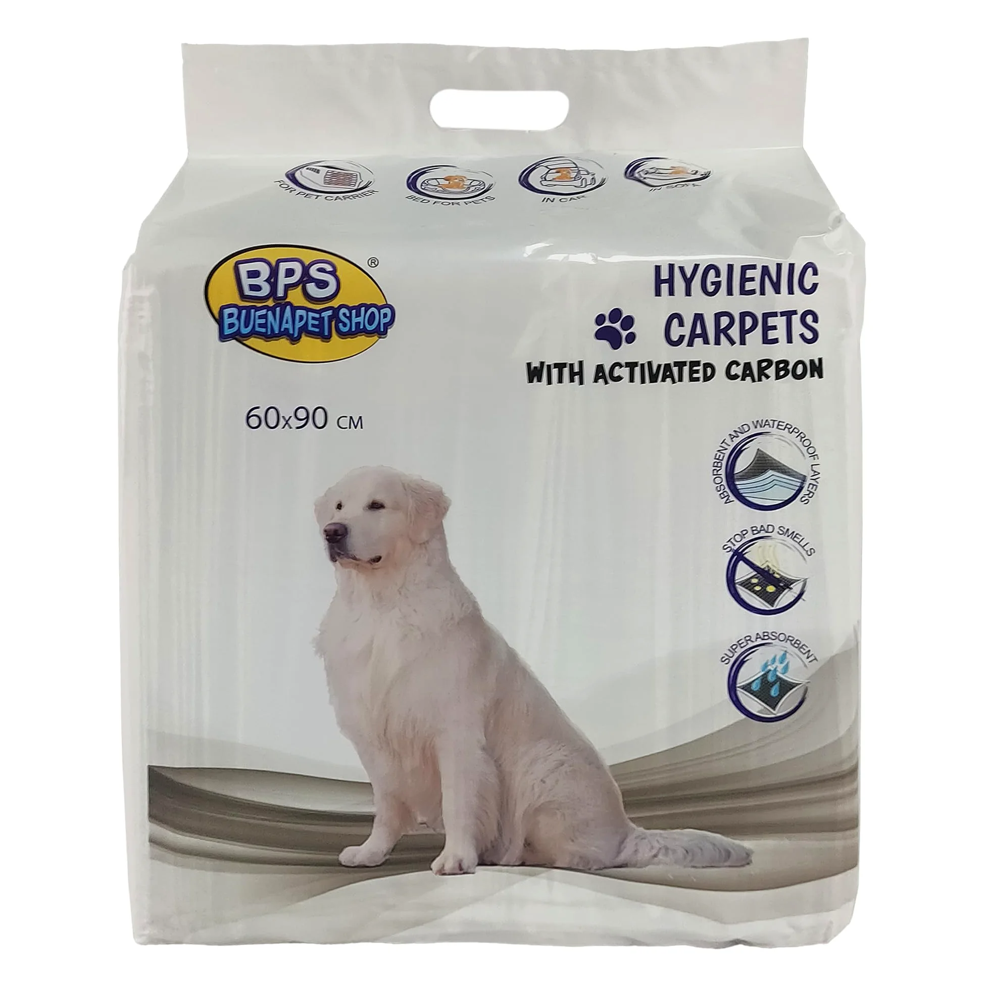TAPPETINI IGIENICI BPS PET SHOP CARBONI ATTIVI PER CANI 60x90cm 120pezzi